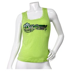 D&G by Dolce & Gabbana Green "Dressed To Kill" Lace Tank Top circa Y2K
