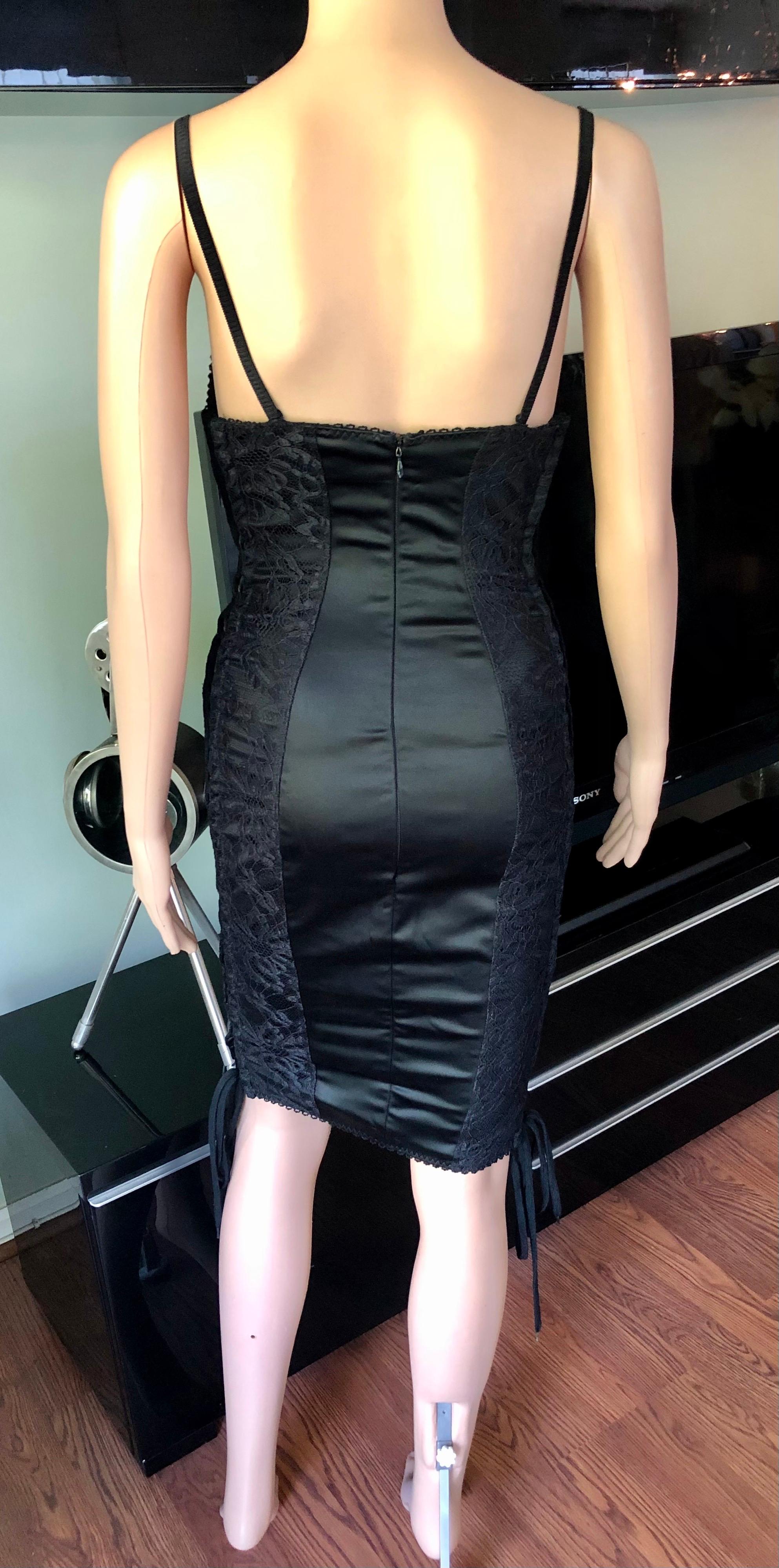 D&G by Dolce & Gabbana Lace Up Bodycon Black Dress In Good Condition For Sale In Naples, FL