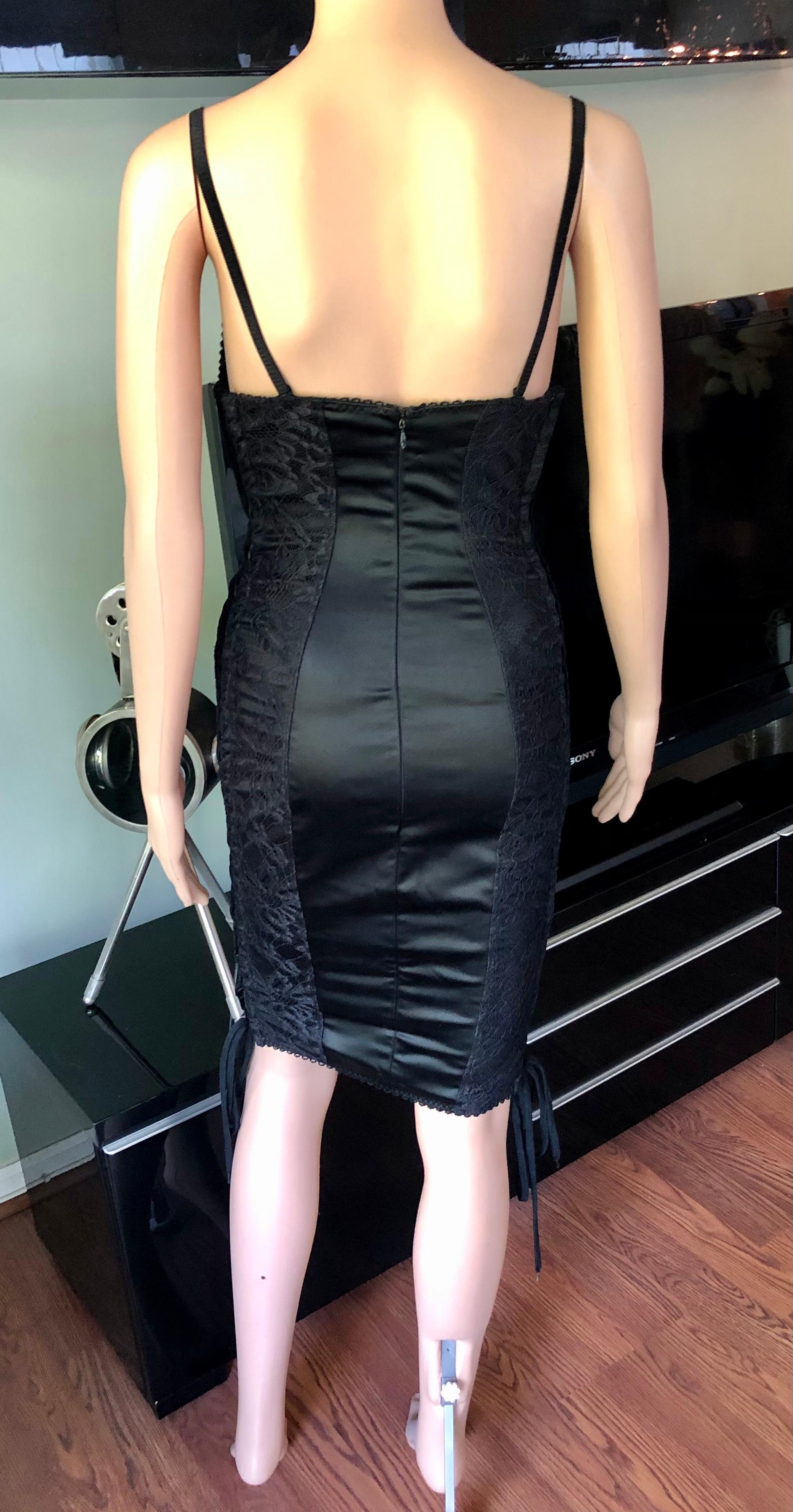 Women's D&G by Dolce & Gabbana Lace Up Bodycon Black Dress For Sale
