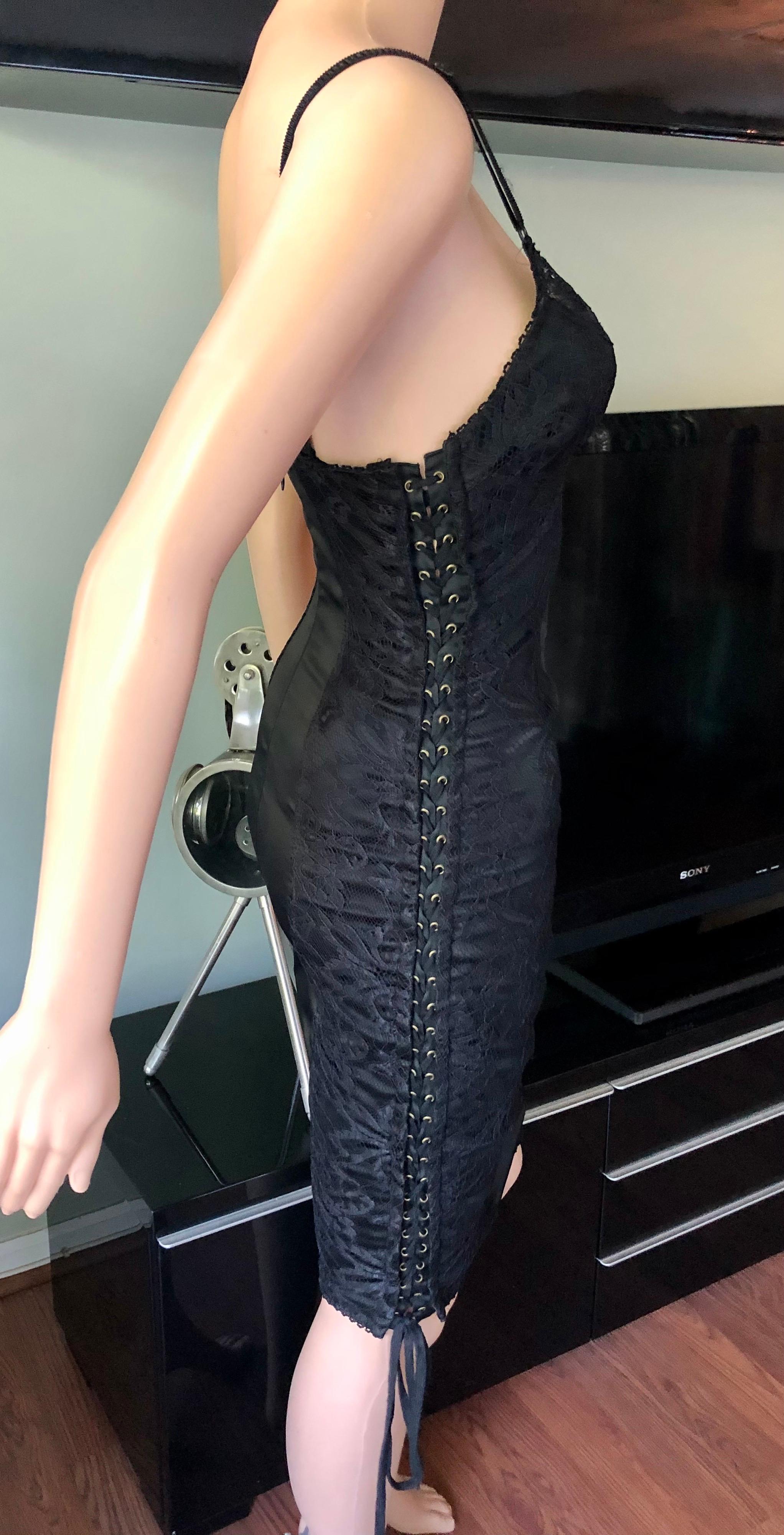 D&G by Dolce & Gabbana Lace Up Bodycon Black Dress For Sale 1