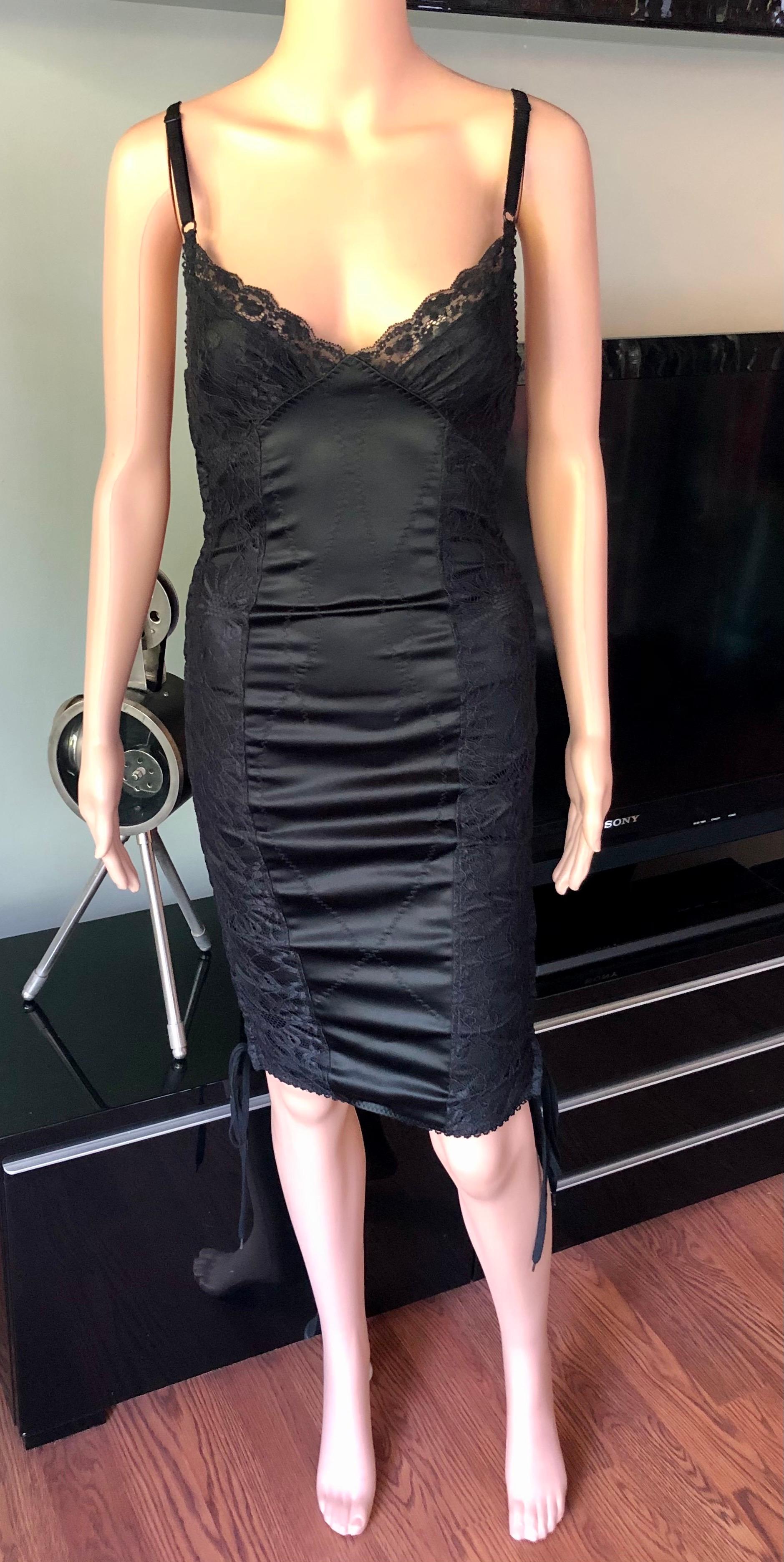 D&G by Dolce & Gabbana Lace Up Bodycon Black Dress For Sale 2