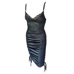 D&G by Dolce & Gabbana Lace Up Bodycon Black Dress
