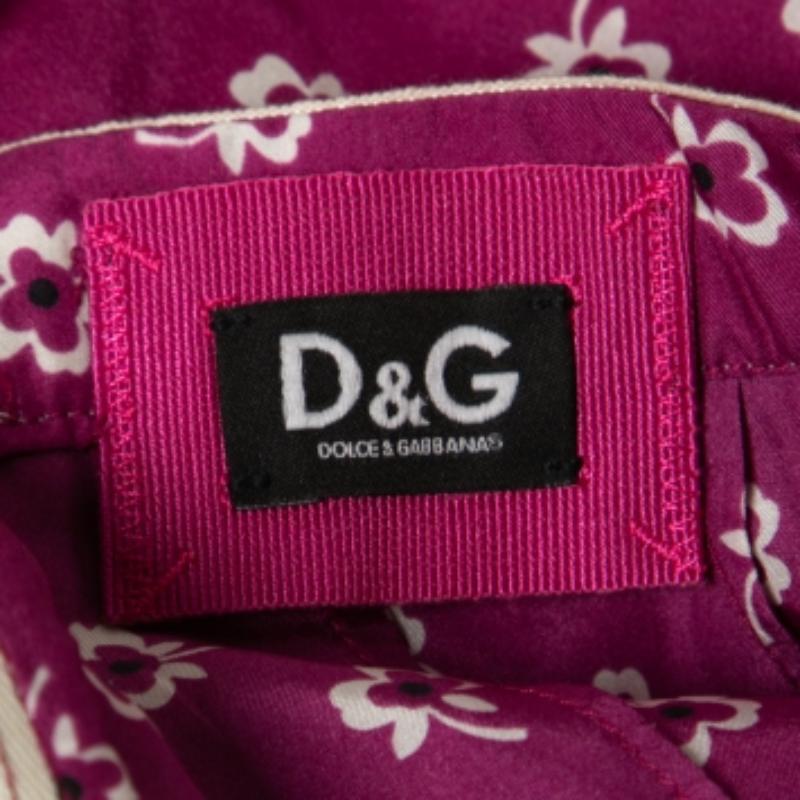 D&G by Dolce & Gabbana Rosa bedruckter Seidenminirock S Damen im Angebot