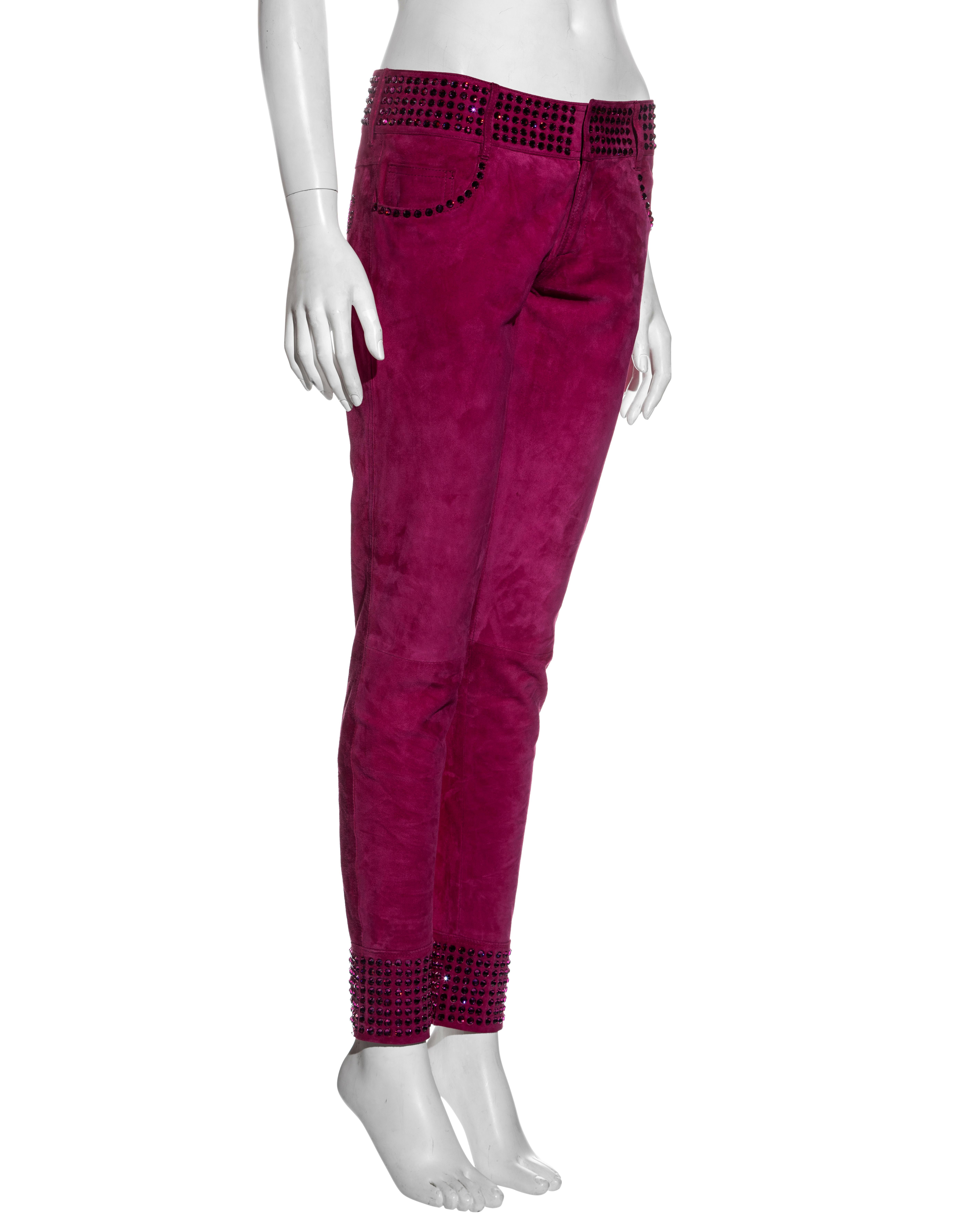 D&G by Dolce and Gabbana pink suede pants with crystals, c. 1998-1999 at  1stDibs