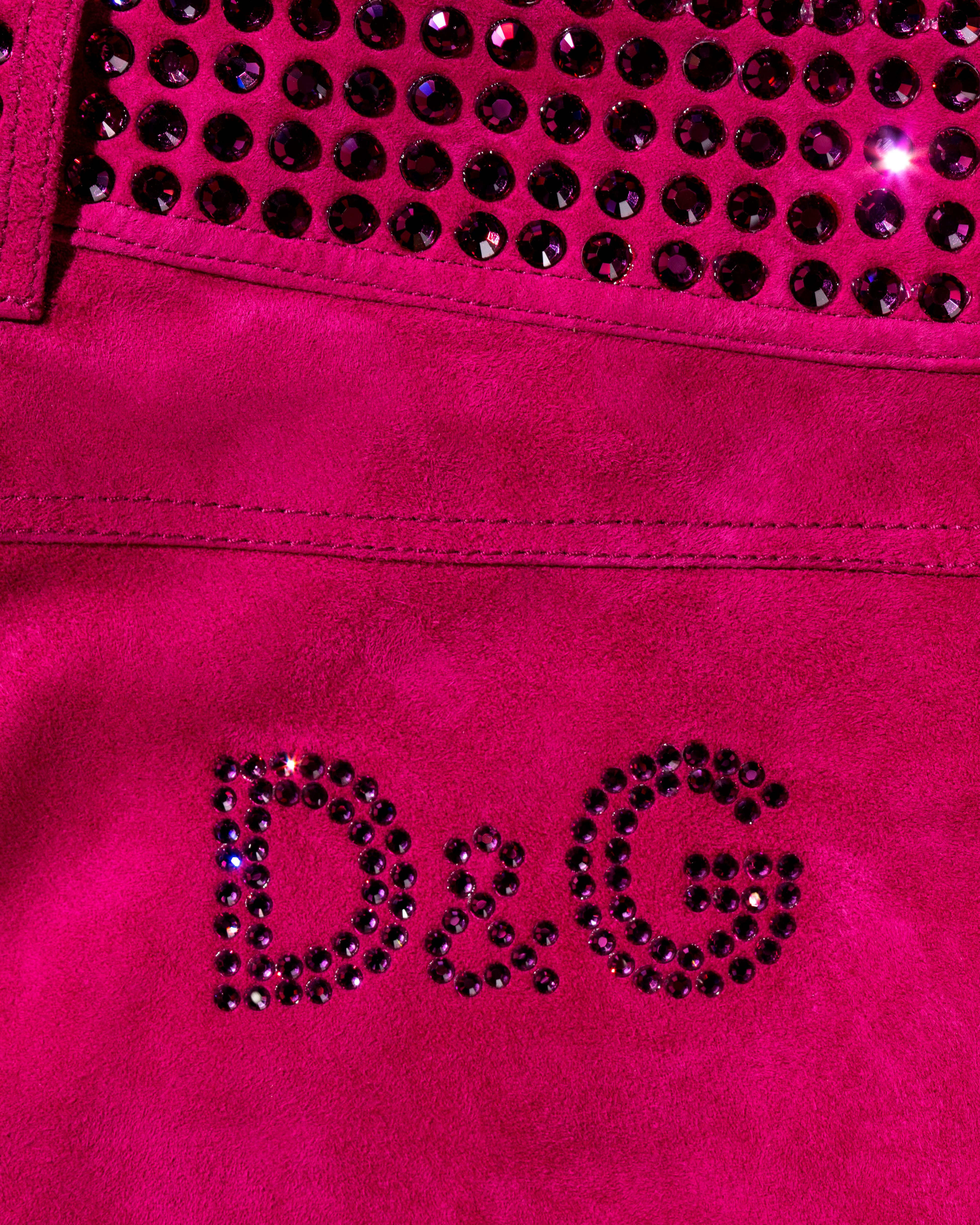 D&G by Dolce & Gabbana pink suede pants with crystals, c. 1998-1999 In Excellent Condition In London, GB
