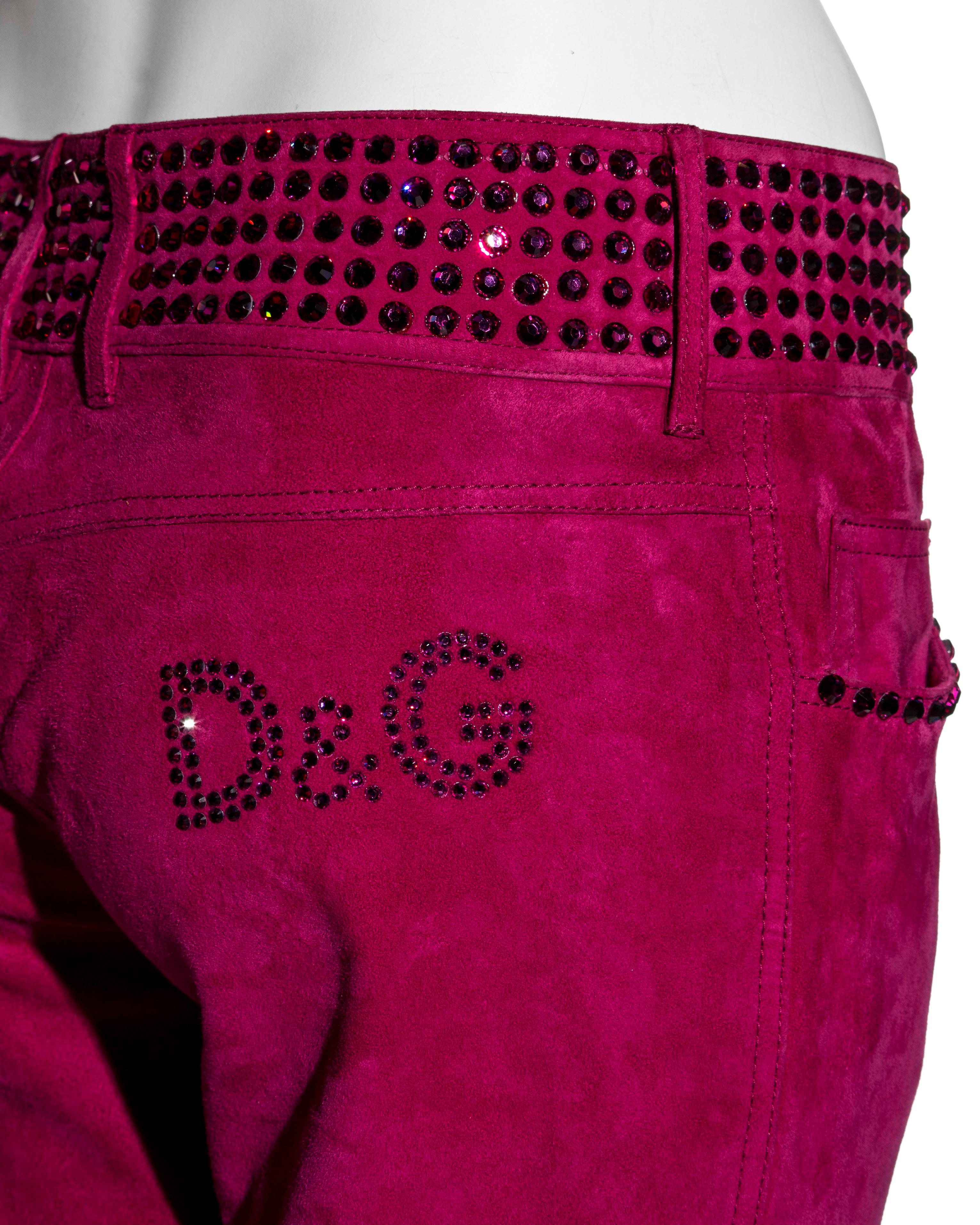 D&G by Dolce & Gabbana pink suede pants with crystals, c. 1998-1999 1