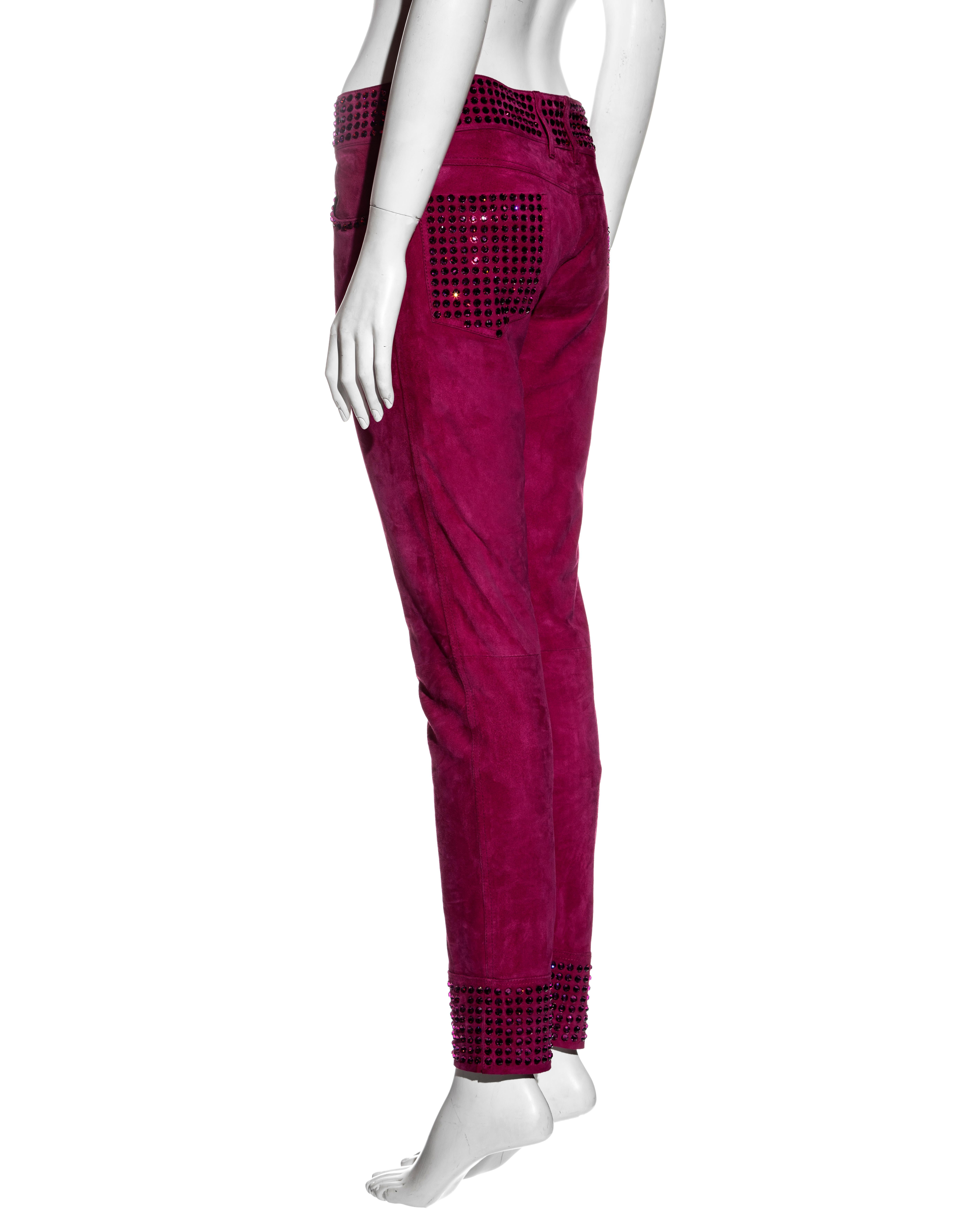 D&G by Dolce & Gabbana pink suede pants with crystals, c. 1998-1999 2