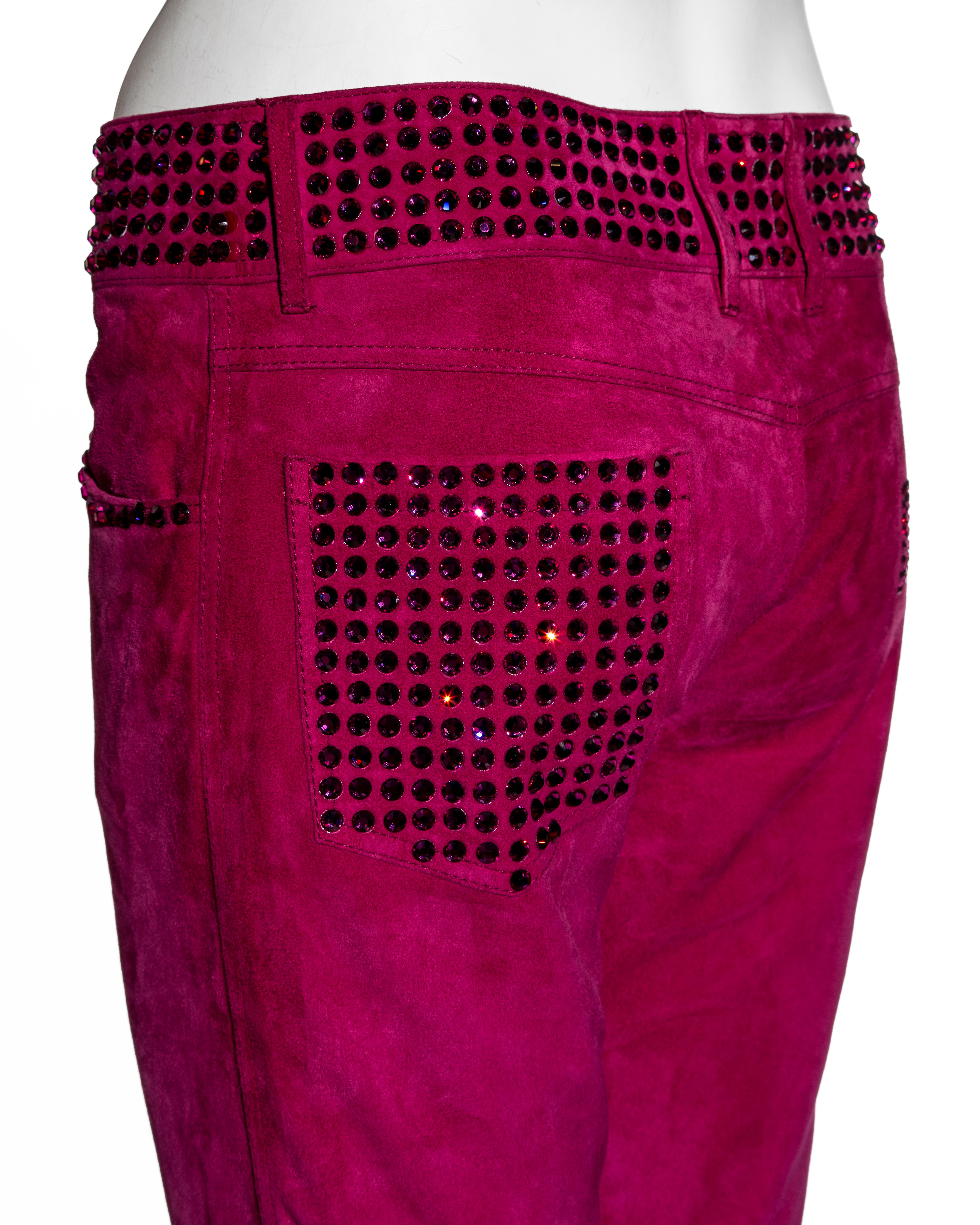 D&G by Dolce & Gabbana pink suede pants with crystals, c. 1998-1999 3