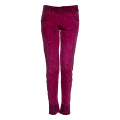 Vintage D&G by Dolce & Gabbana pink suede pants with crystals, c. 1998-1999