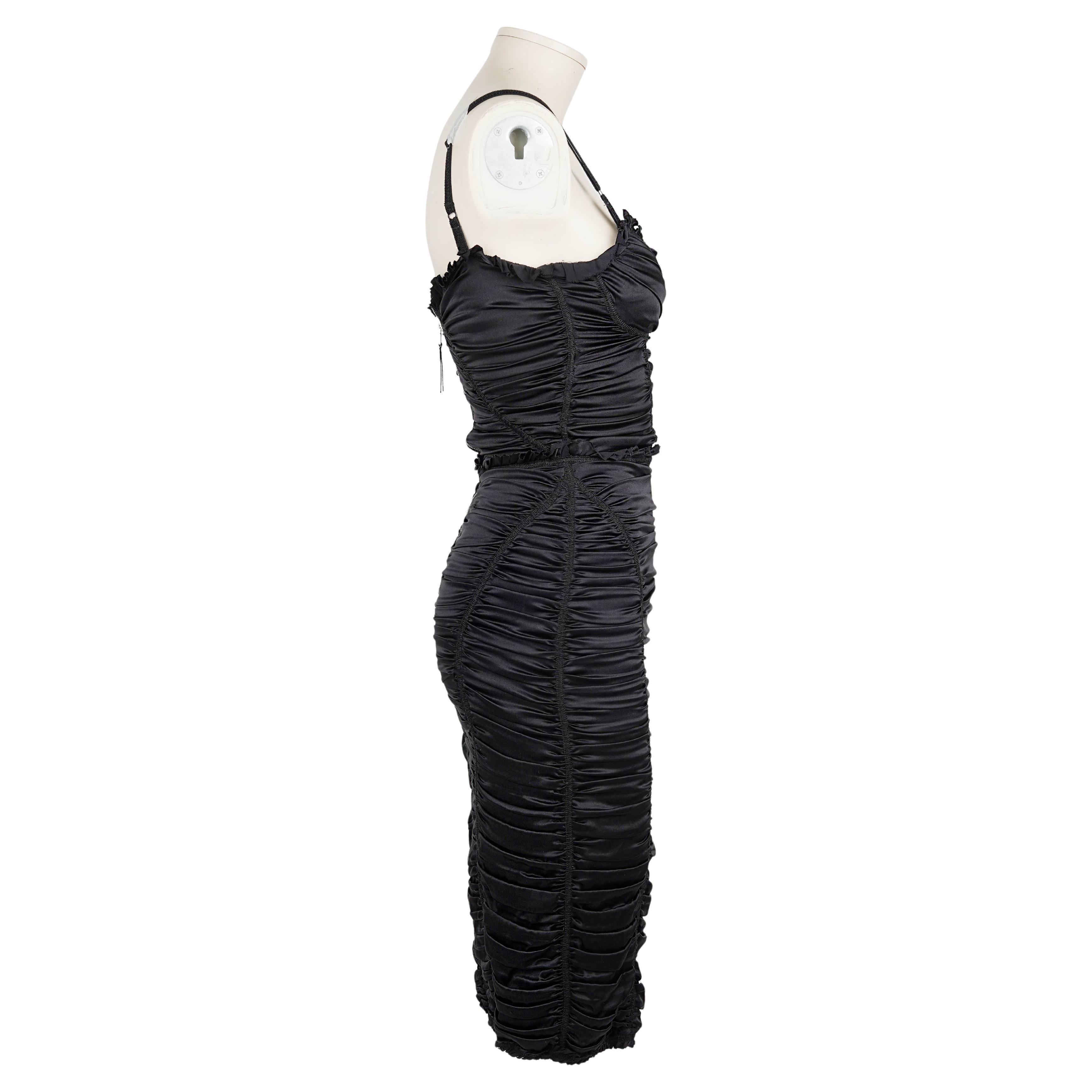 D&G by Dolce & Gabbana Gerafftes Bustierkleid aus Seide - Bezug auf den Laufsteg S/S 2001 Damen im Angebot