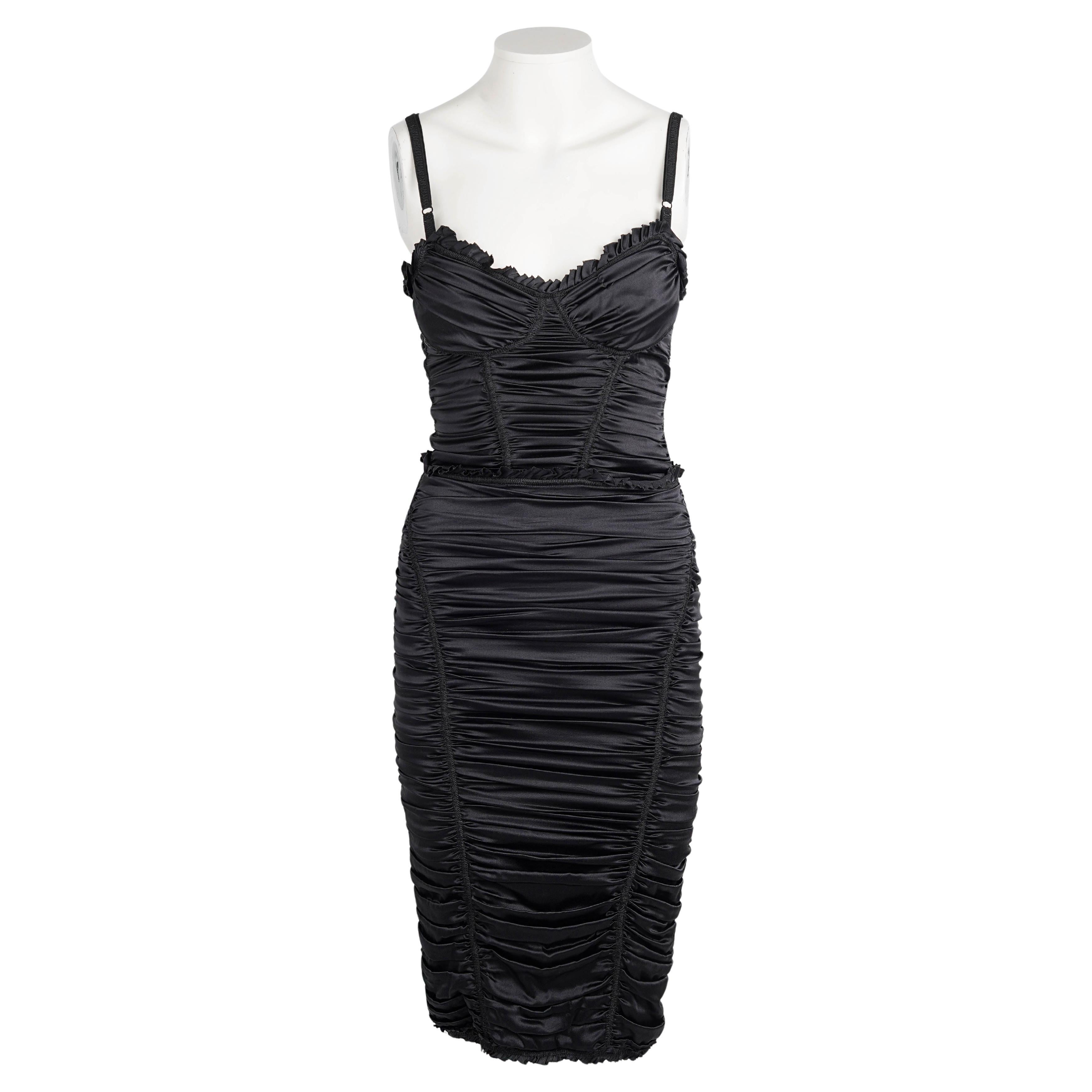 D&G by Dolce & Gabbana Gerafftes Bustierkleid aus Seide - Bezug auf den Laufsteg S/S 2001 im Angebot