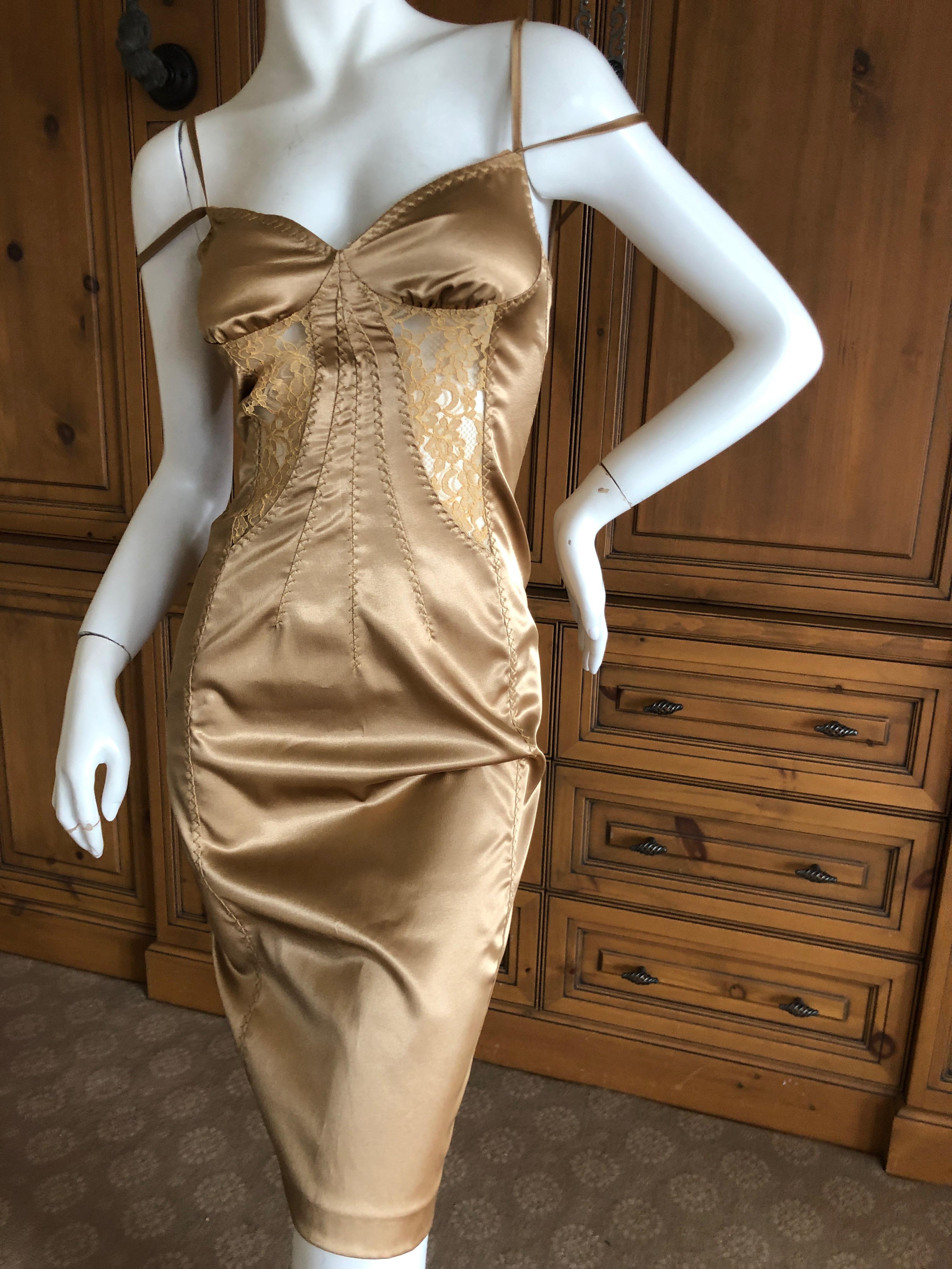 D&G by Dolce and Gabbana Sexy Vintage Gold Cocktail Dress with