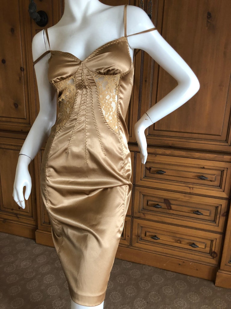 D&G by Dolce and Gabbana Sexy Vintage Gold Cocktail Dress with Sheer Lace  Insert For Sale at 1stDibs | vintage gold dress, dolce and gabbana gold  dress, dolce gabbana gold dress