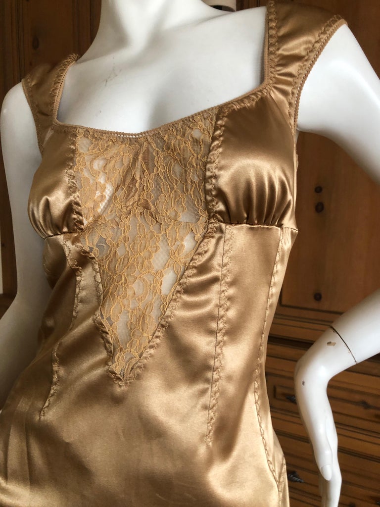 D&G by Dolce and Gabbana Sexy Vintage Gold Cocktail Dress with Sheer ...