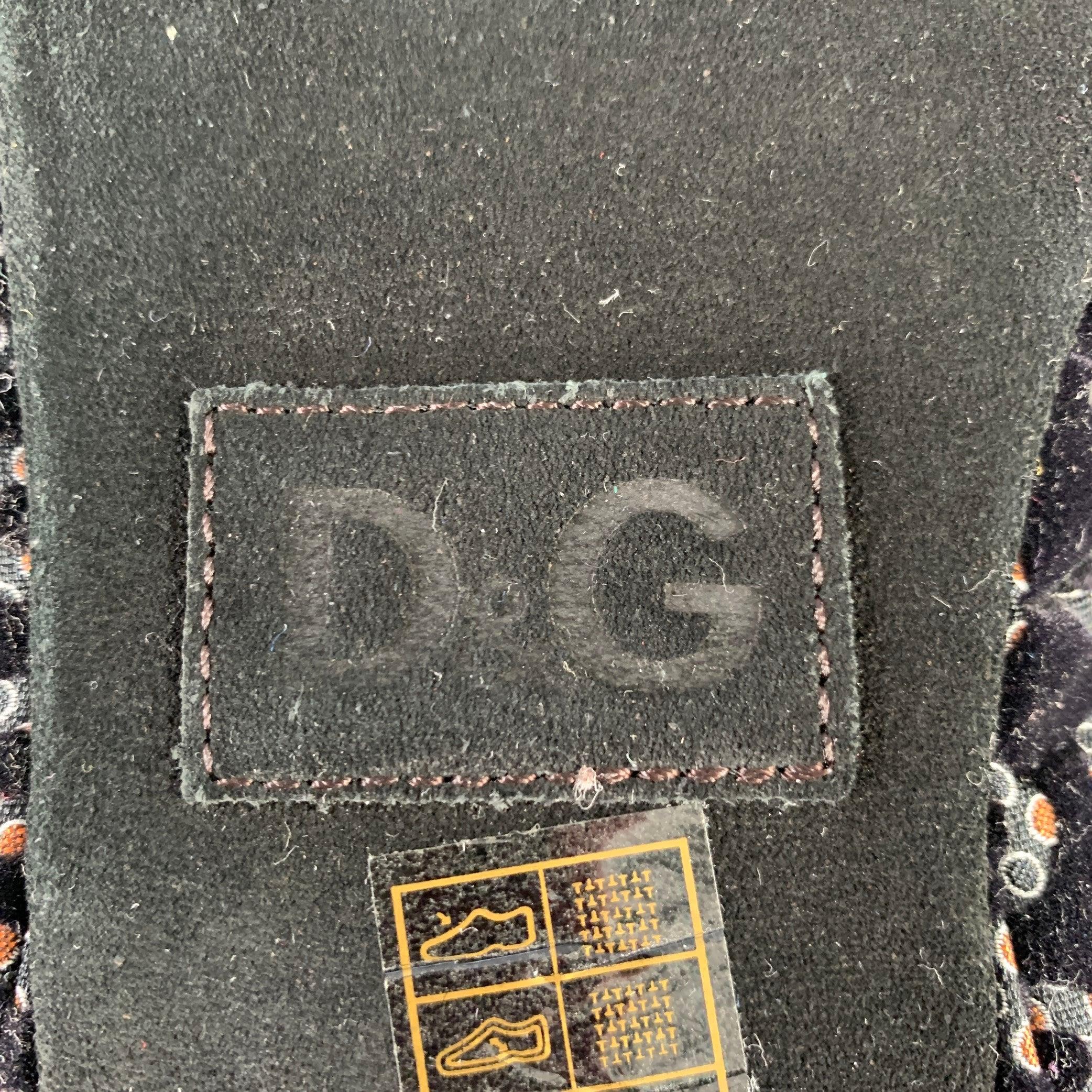 D&G by DOLCE & GABBANA Size 10 Black Orange Circles Velvet Slip On Loafers For Sale 3