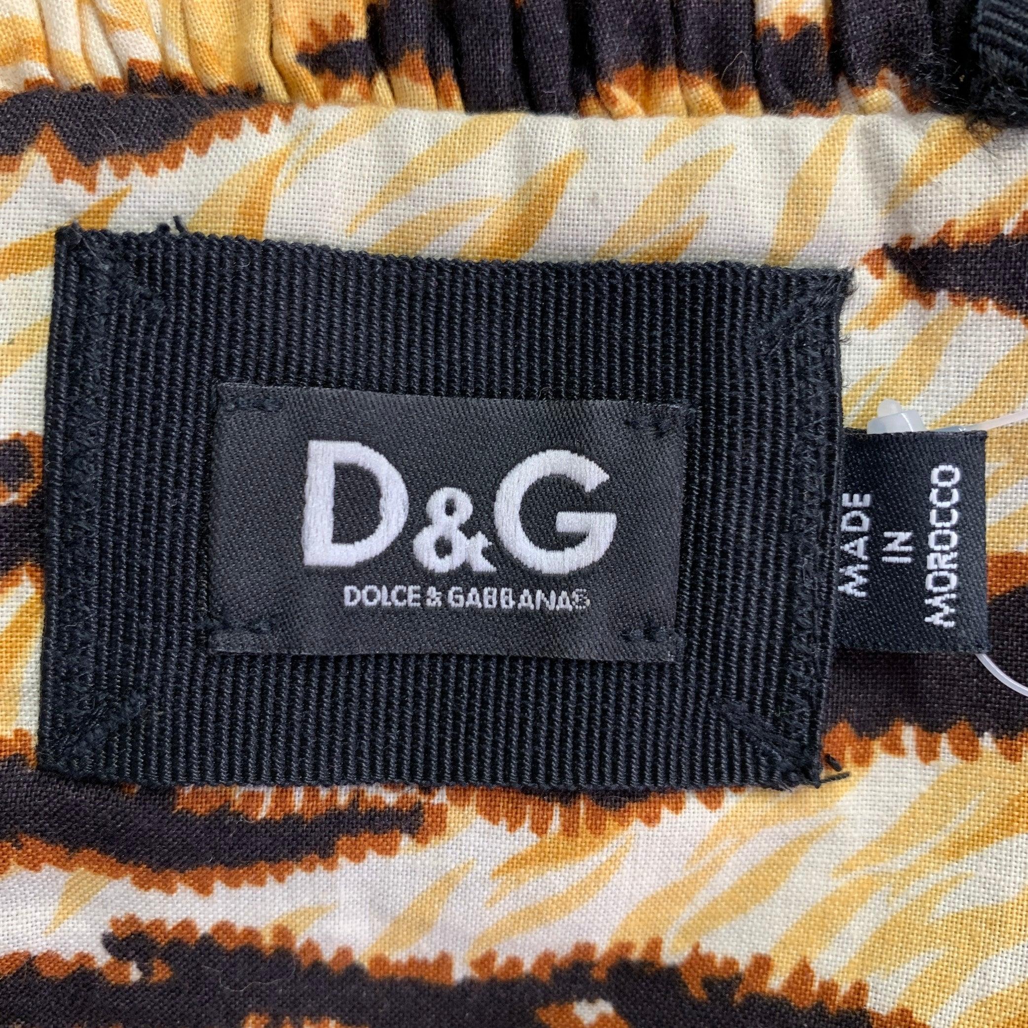 Women's D&G by DOLCE & GABBANA Size 12 Yellow Black Cotton Blend Tiger Two Pockets Dress