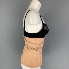 D&G by DOLCE & GABBANA Tallas 2 Beige Negro Rayón Encaje Bustier Vestido Top