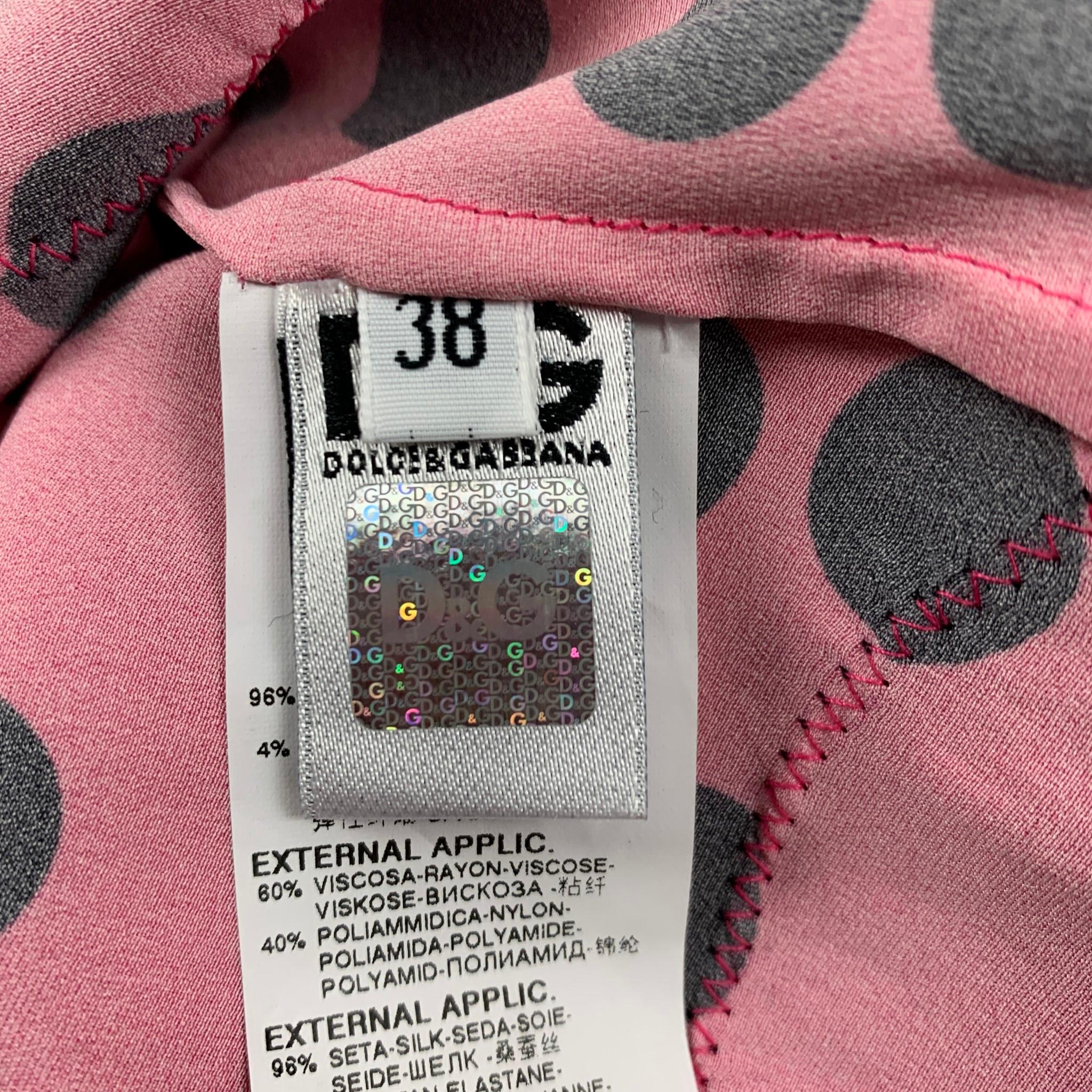 Donna D&G by DOLCE & GABBANA Taglia 2 Top casual in seta nera e fucsia a pois