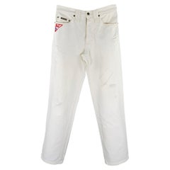 D&G by DOLCE & GABBANA Size 30 White Distressed Cotton Blend Wide Leg Jeans