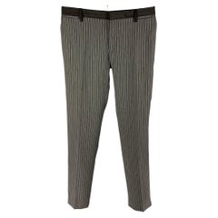 D&G by DOLCE & GABBANA - Pantalon de smoking en laine et soie à rayures grises et noires, taille 32