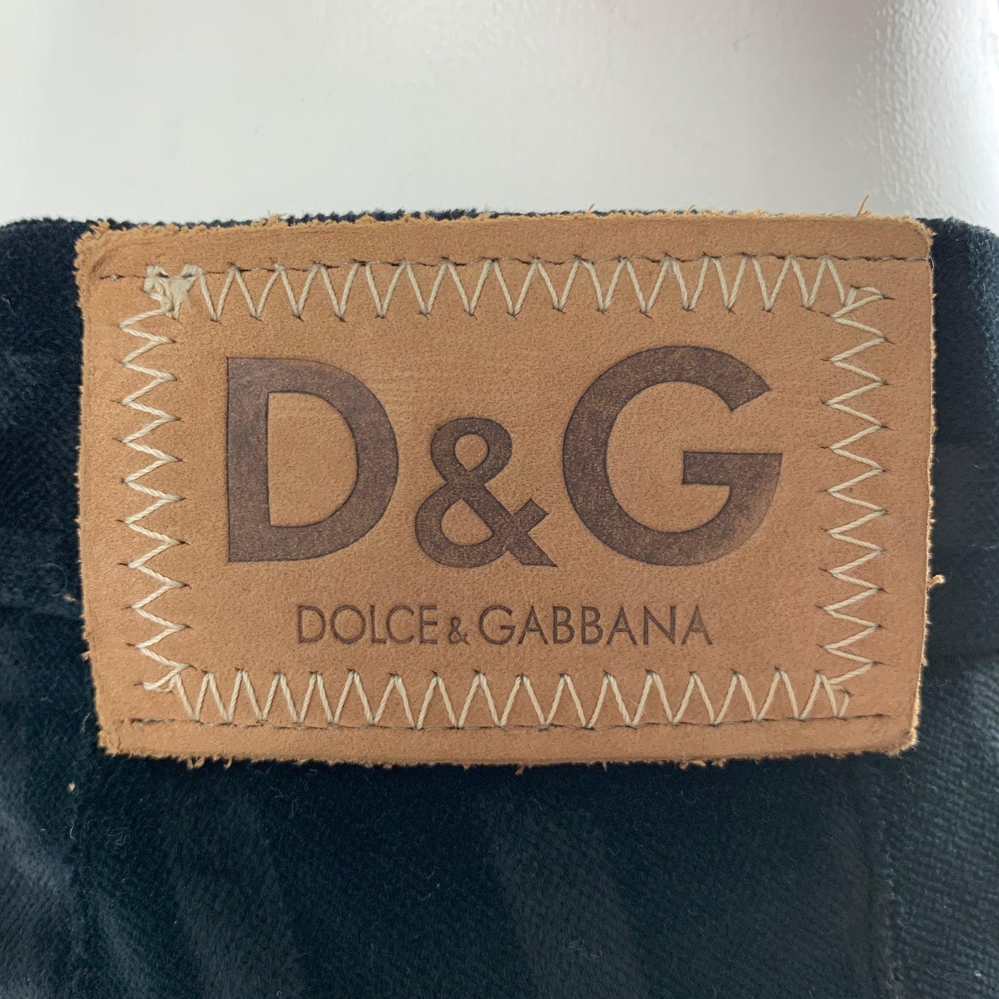 Men's D&G by DOLCE & GABBANA Size 34 Black Stripe Cotton Viscose Dress Pants For Sale