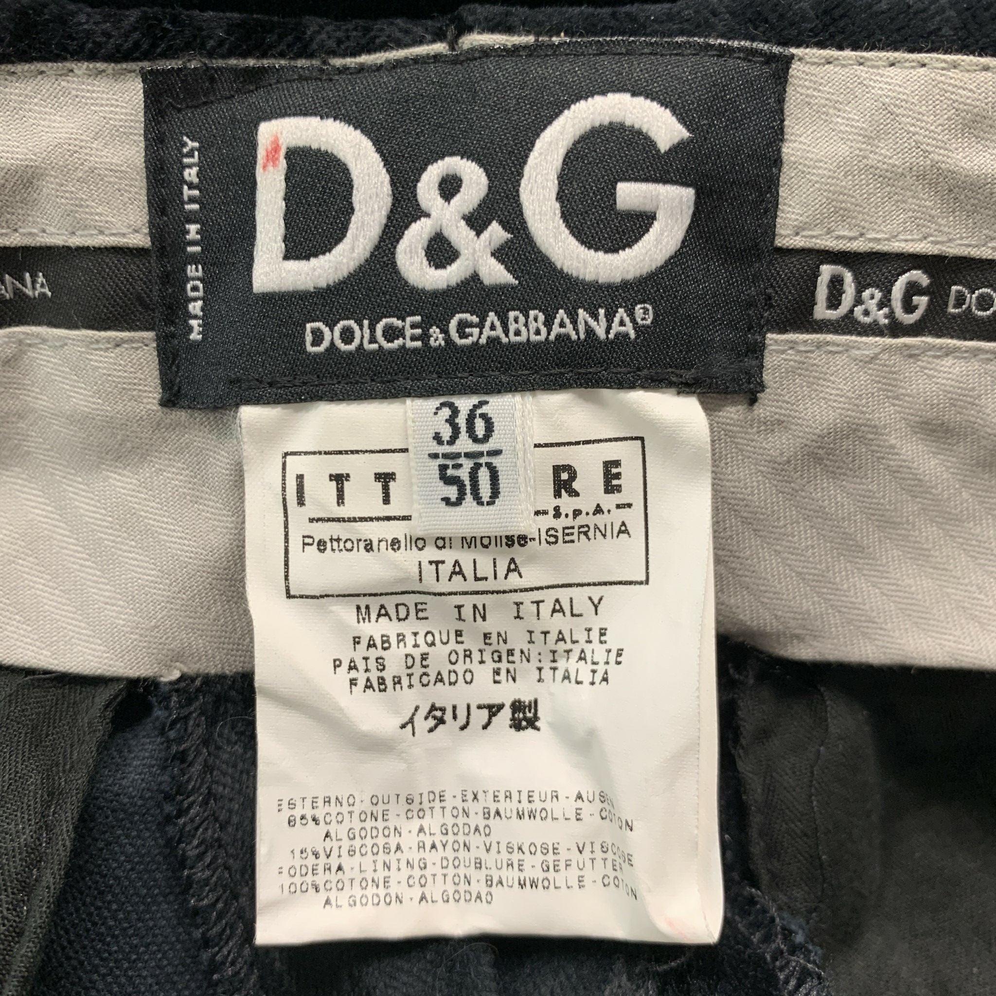 D&G by DOLCE & GABBANA Size 34 Black Stripe Cotton Viscose Dress Pants For Sale 2
