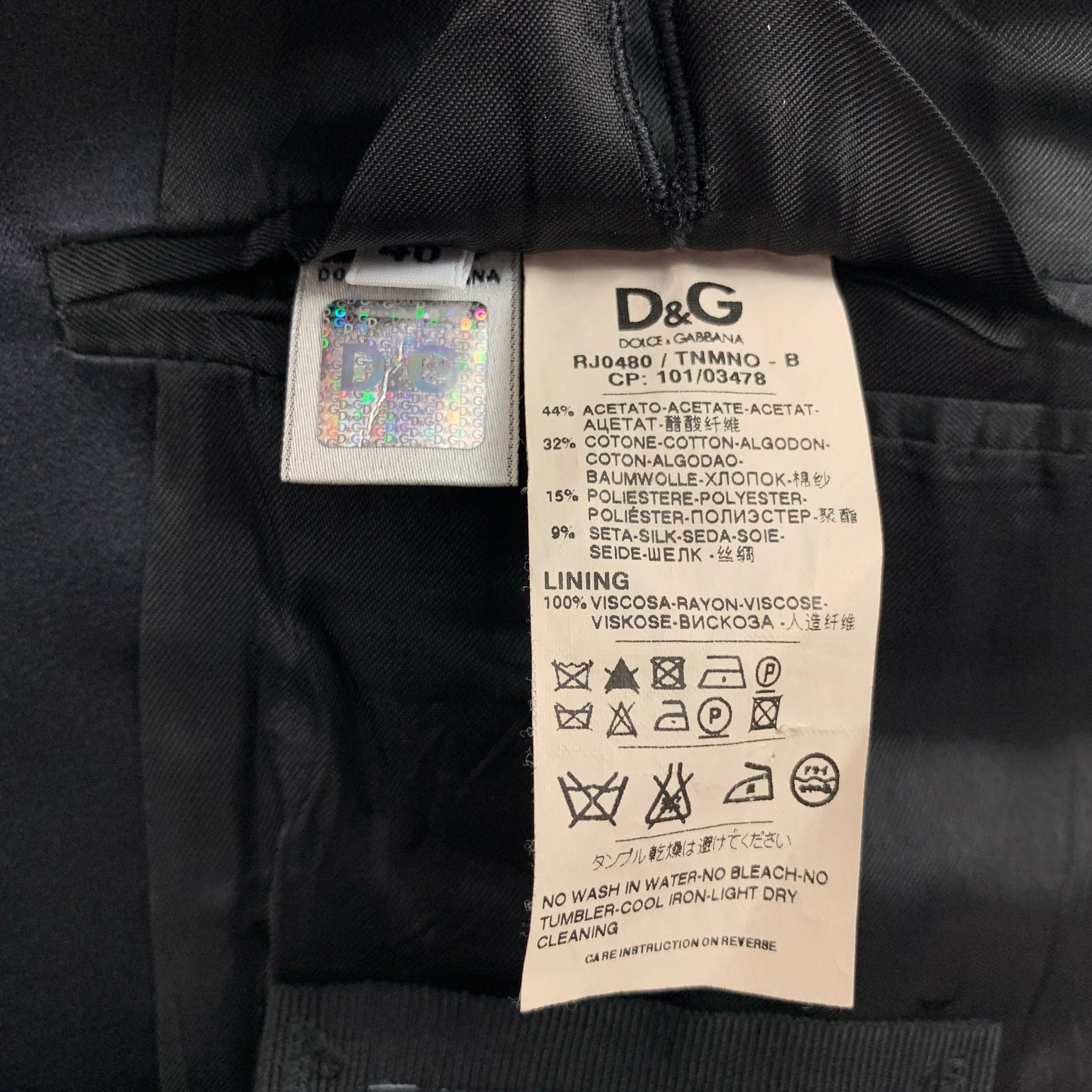 D&G by DOLCE & GABBANA Size 36 Black Jacquard Acetate Blend Sport Coat 2