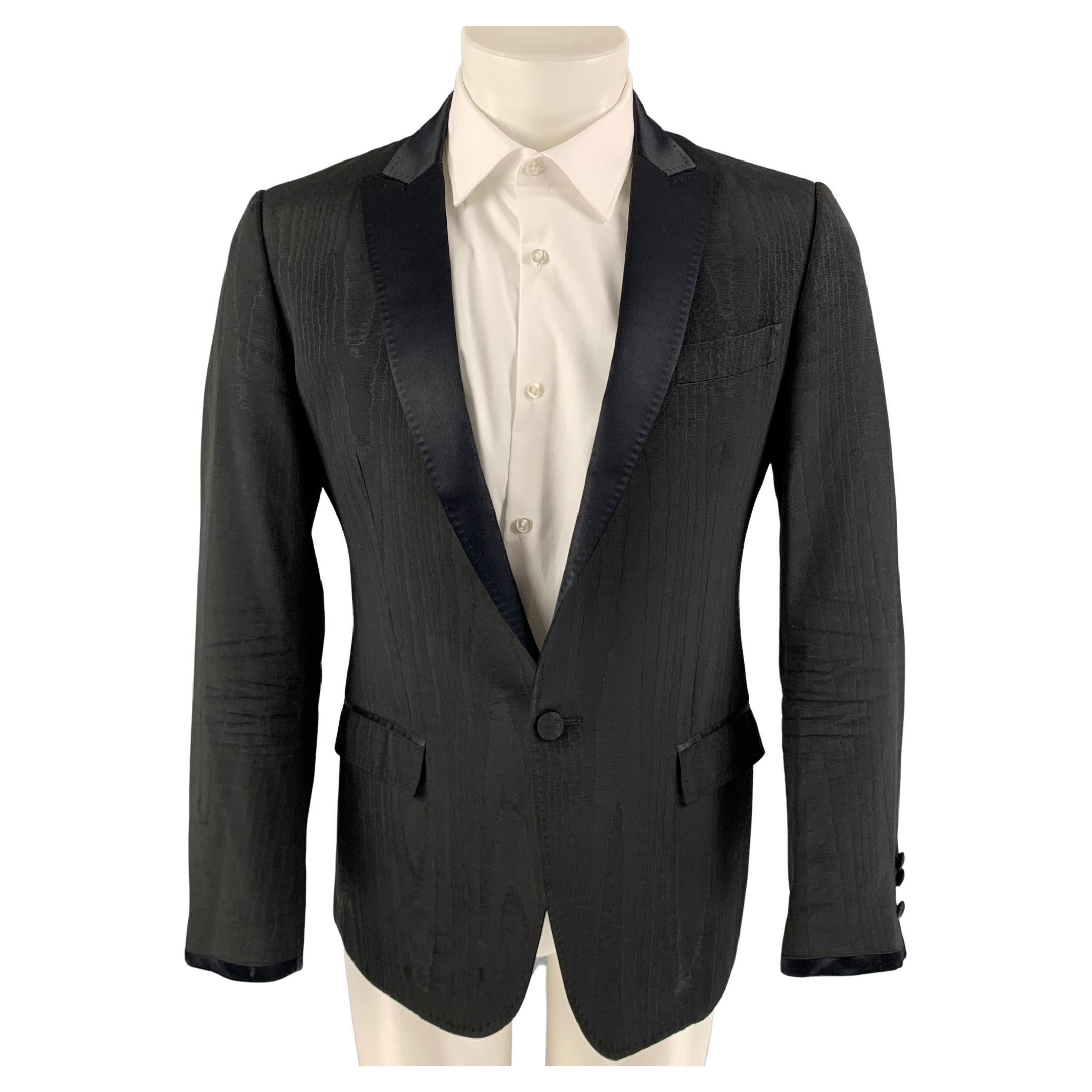 D&G by DOLCE & GABBANA Size 36 Black Jacquard Acetate Blend Sport Coat