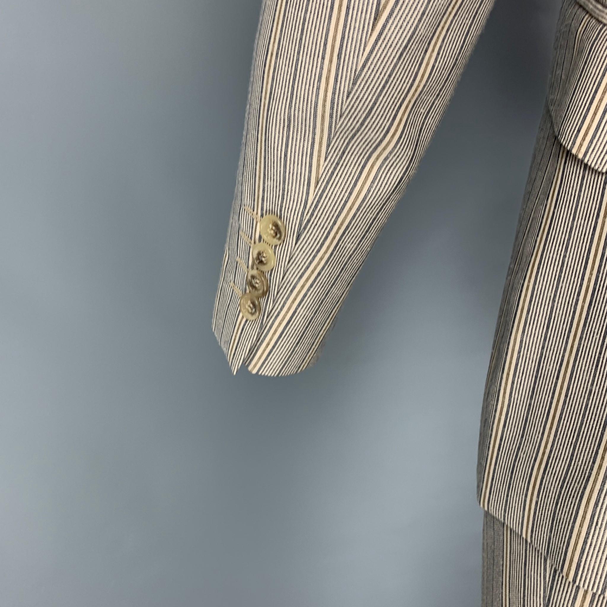 Brown D&G by DOLCE & GABBANA Size 36 Khaki Navy Stripe Polyester Blend Suit