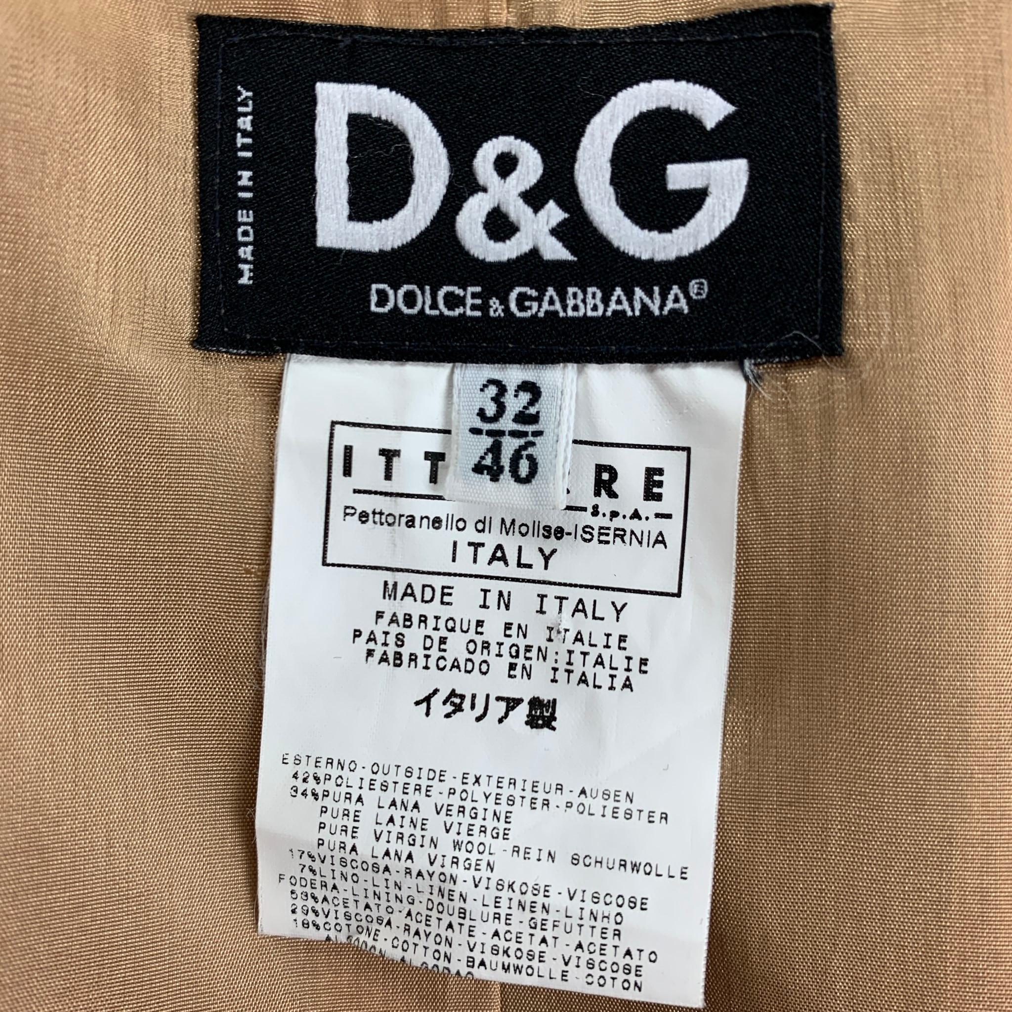D&G by DOLCE & GABBANA Size 36 Khaki Navy Stripe Polyester Blend Suit 1