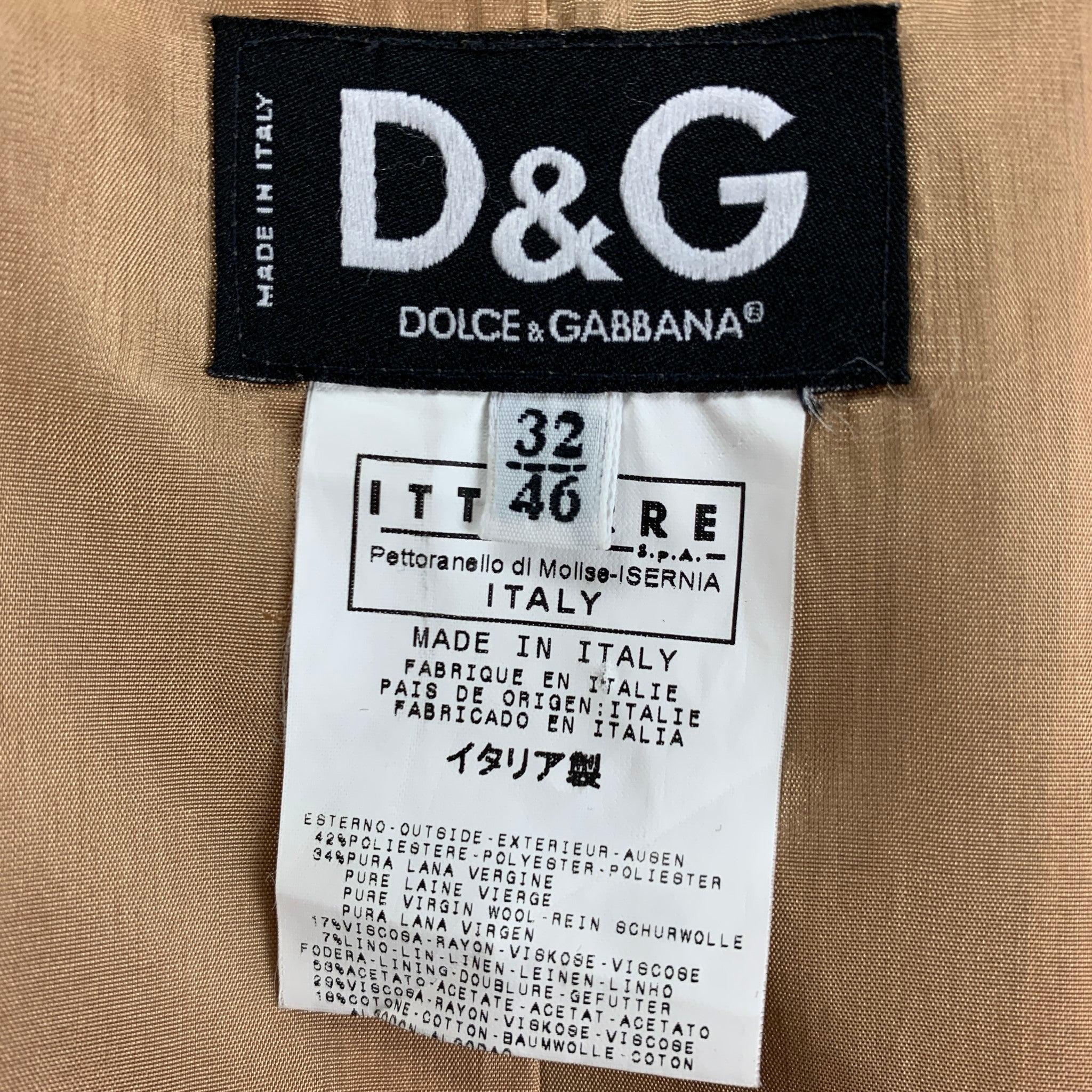 D&G by DOLCE & GABBANA Size 36 Khaki Navy Stripe Polyester Notch Lapel Suit For Sale 3
