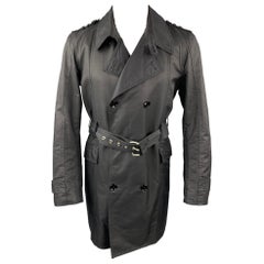 D&G by DOLCE & GABBANA Size 38 Black Cotton Blend Belted Trenchcoat