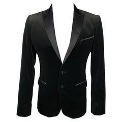 D&G by DOLCE 
GABBANA Size 38 Black Velvet Peak Lapel Sport Coat