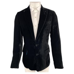 D&G by DOLCE & GABBANA - Manteau de sport en velours noir à revers en pointe, taille 38