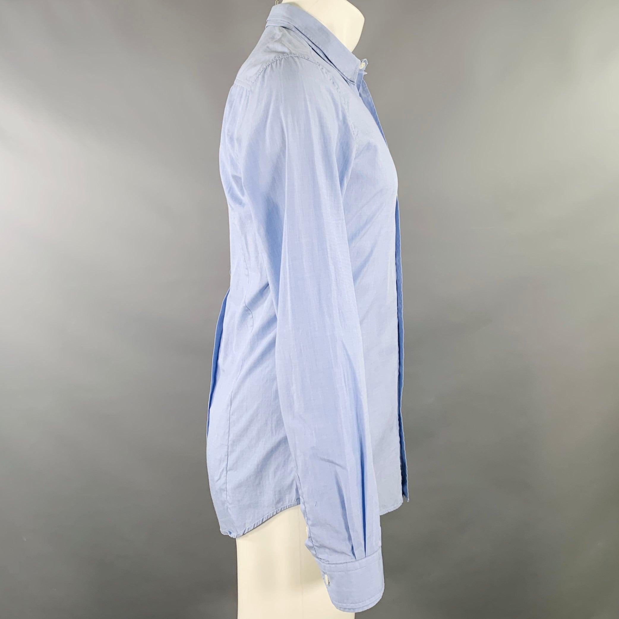 D&G by DOLCE & GABBANA Size 38 Blue One Pocket Long Sleeve Shirt In Good Condition For Sale In San Francisco, CA