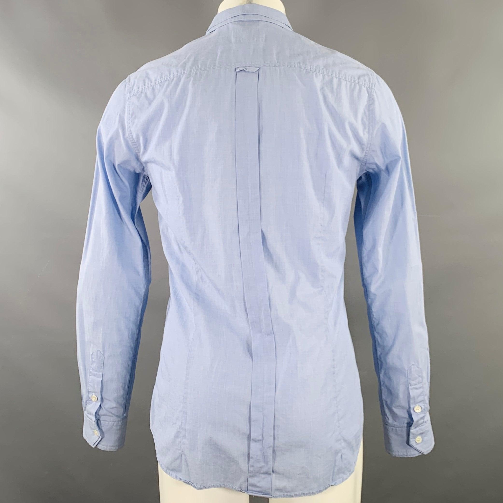 Men's D&G by DOLCE & GABBANA Size 38 Blue One Pocket Long Sleeve Shirt For Sale