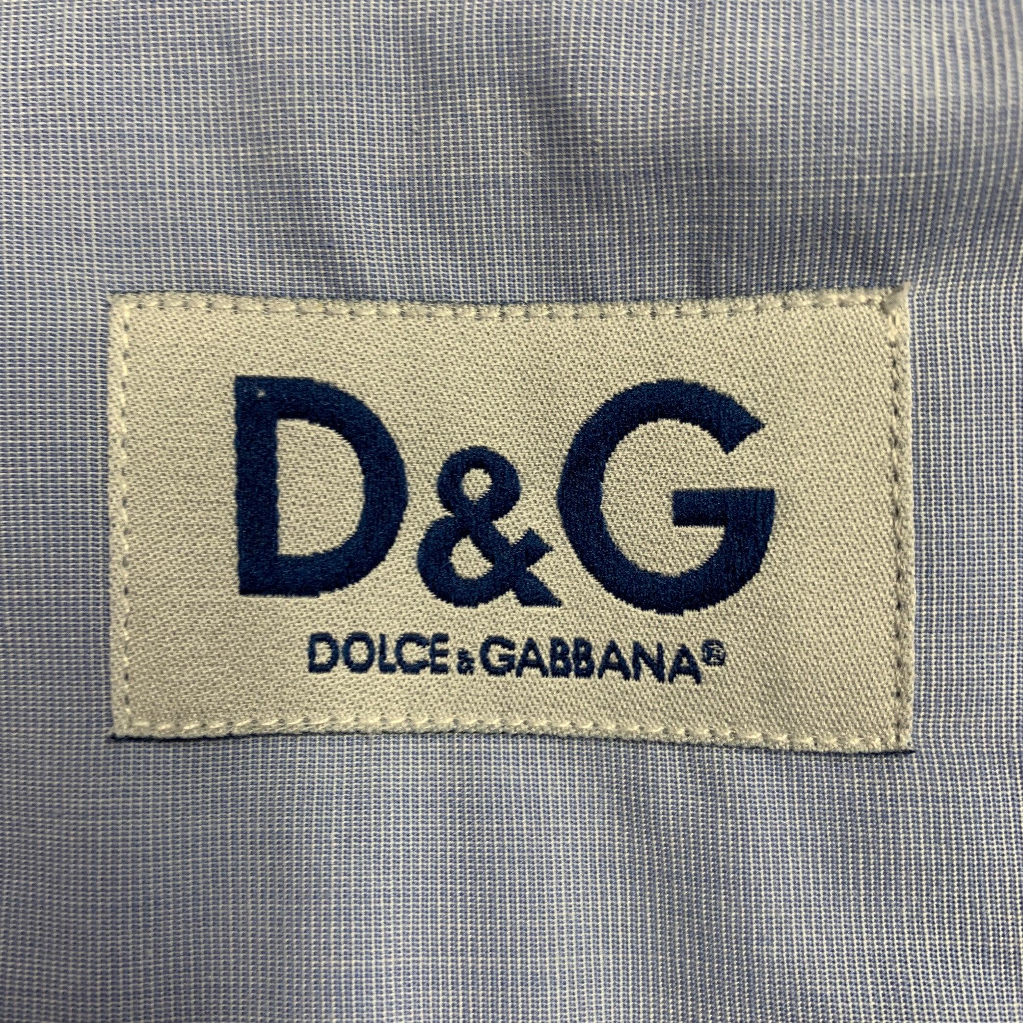 D&G by DOLCE & GABBANA Size 38 Blue One Pocket Long Sleeve Shirt For Sale 1