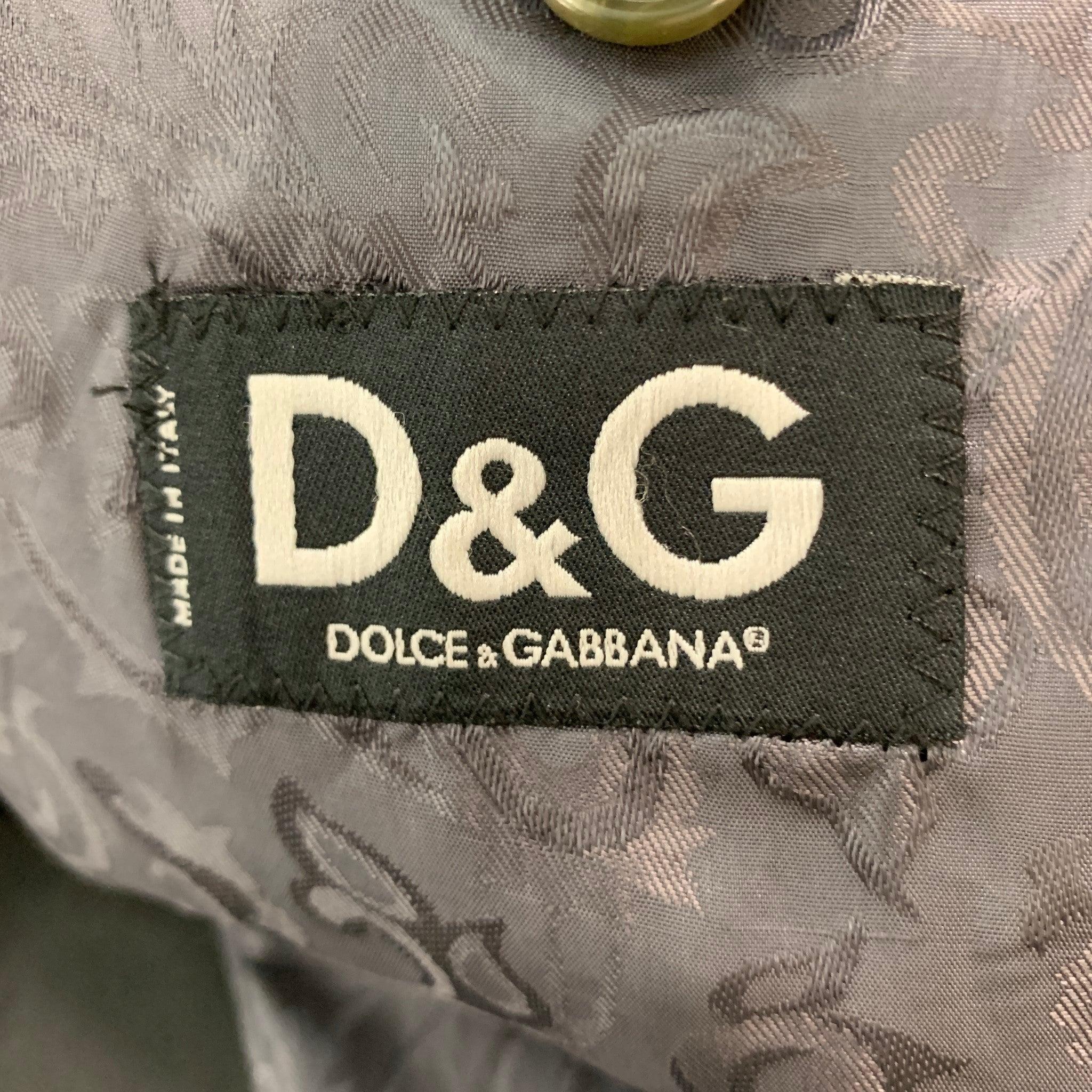 D&G by DOLCE & GABBANA Manteau de sport en velours de coton vert et noir Taille 38 1