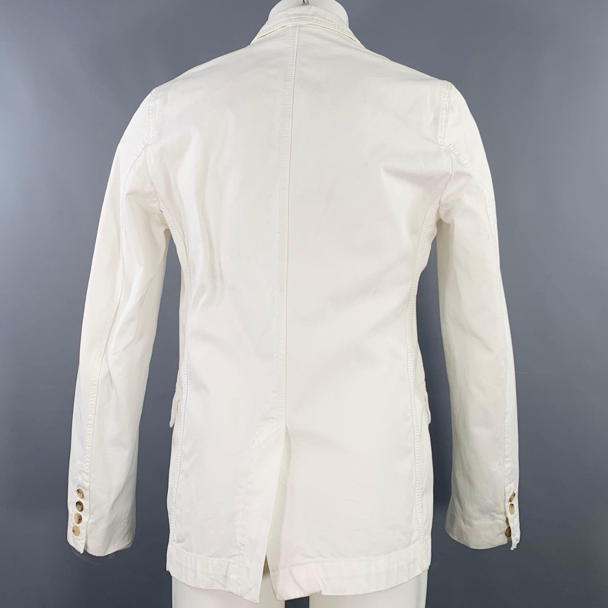 D&G by DOLCE & GABBANA Größe 38 Weiße Baumwolljacke mit Spitzenrevers aus Baumwolle (Grau) im Angebot