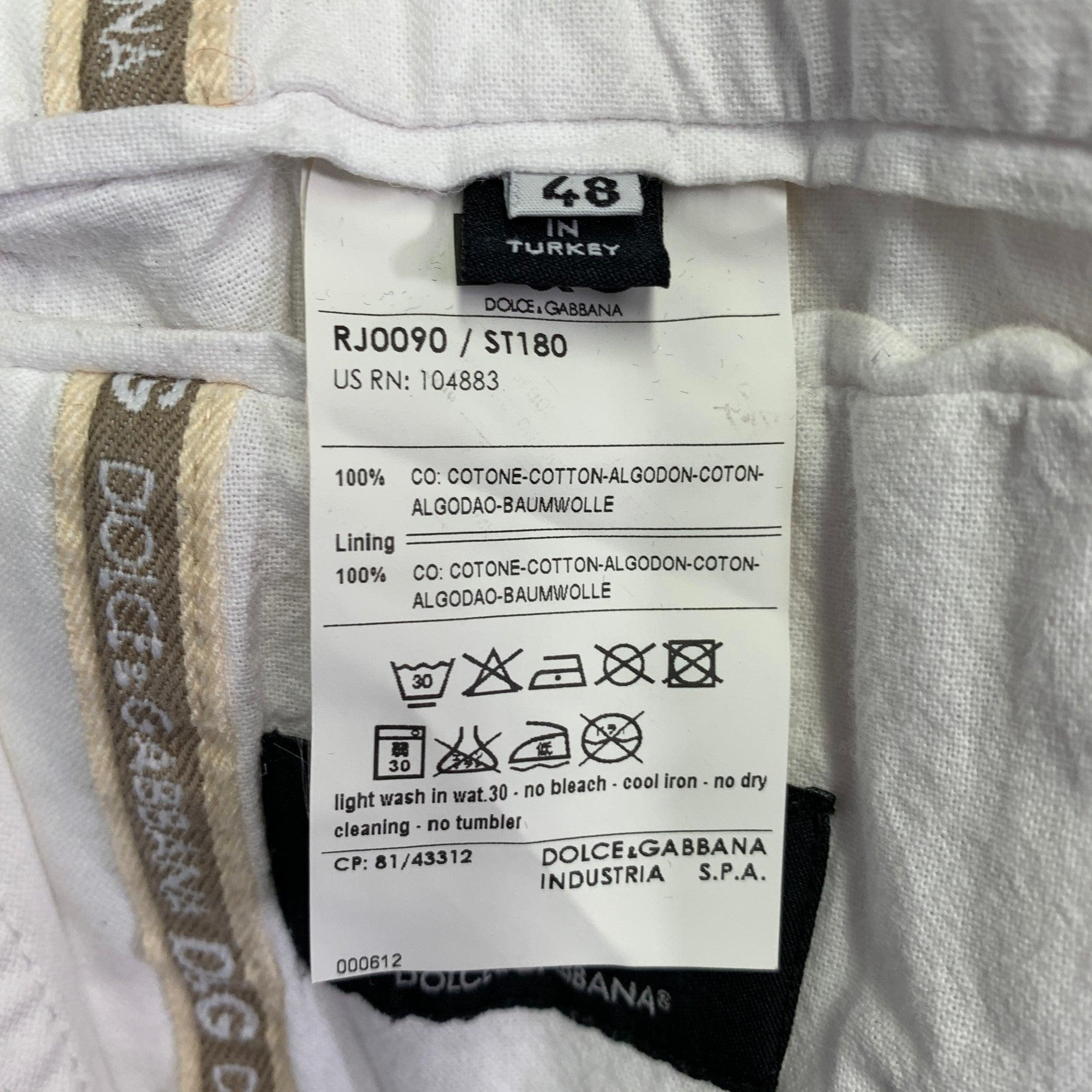 D&G by DOLCE & GABBANA Größe 38 Weiße Baumwolljacke mit Spitzenrevers aus Baumwolle im Angebot 4