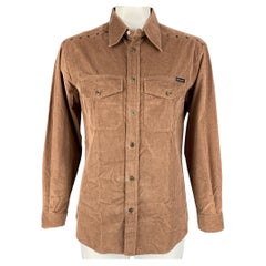 D&G by DOLCE & GABBANA Size 3XL Brown Cotton Button Up Long Sleeve Shirt