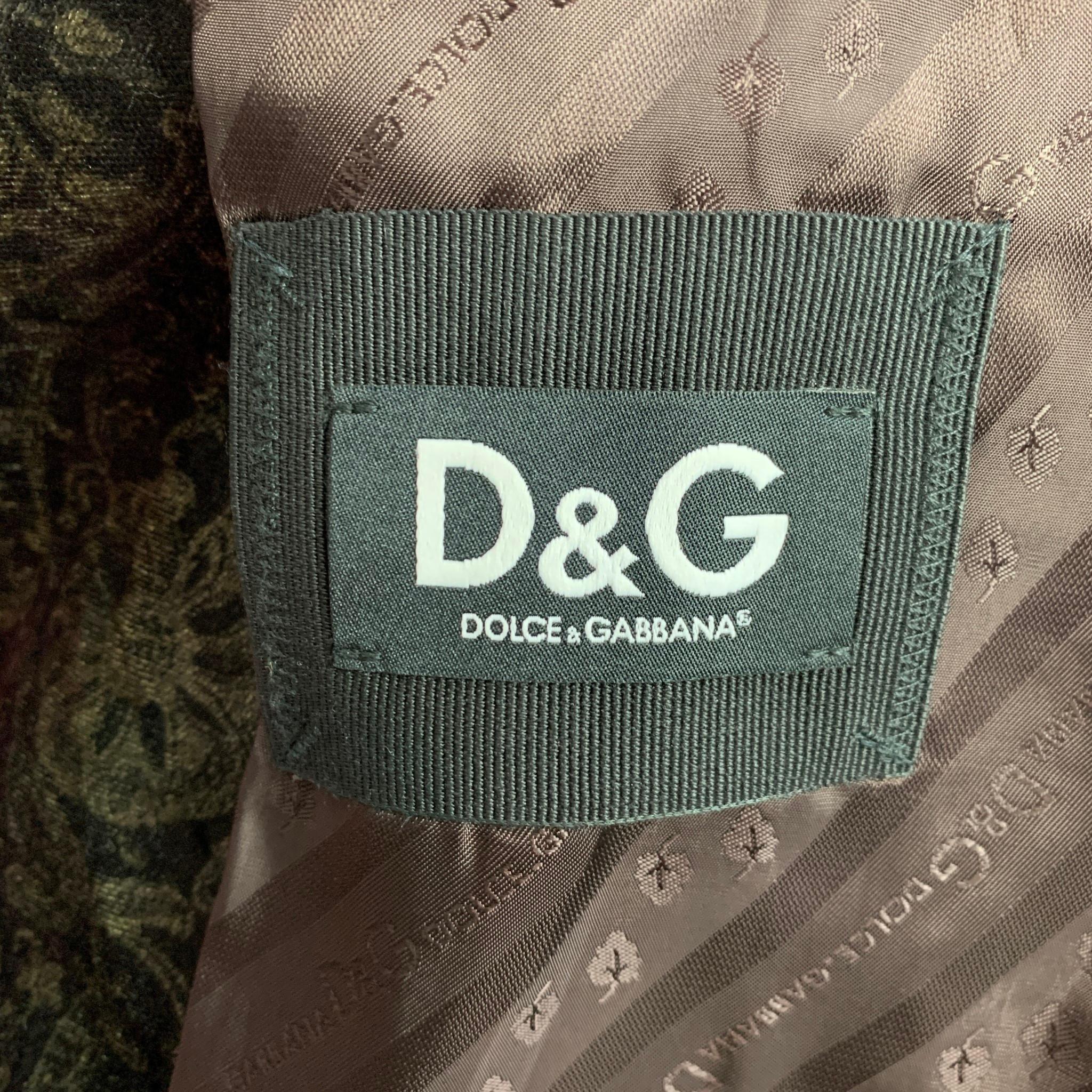 D&G by DOLCE & GABBANA Size 40 Black & Gold Print Velvet Sport Coat 3