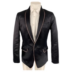 D&G by DOLCE & GABBANA Size 40 Black & Pink Polyester / Silk Sport Coat