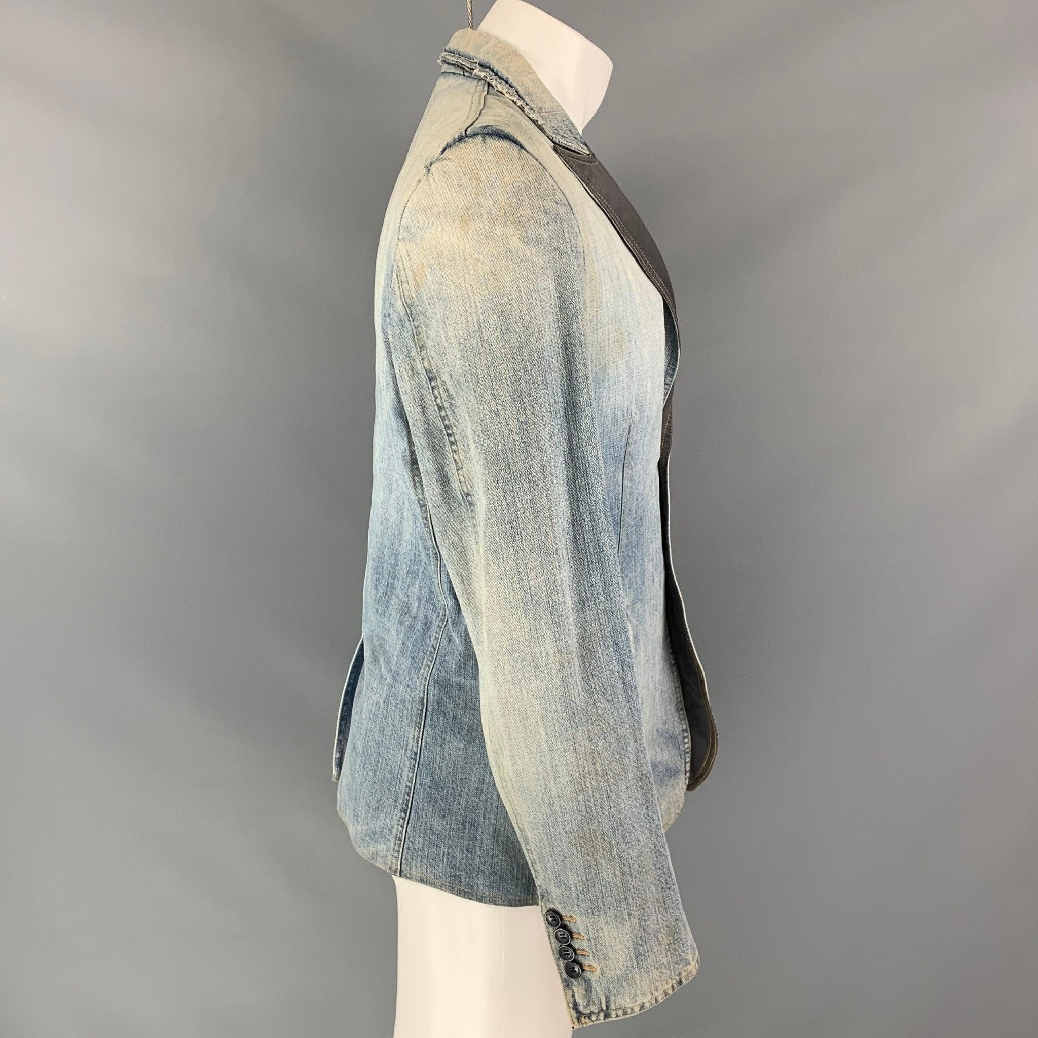 D&G by DOLCE & GABBANA Size 40 Blue Distressed Denim Jacket In Good Condition For Sale In San Francisco, CA