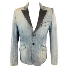 D&G by DOLCE & GABBANA Size 40 Blue Distressed Denim Jacket