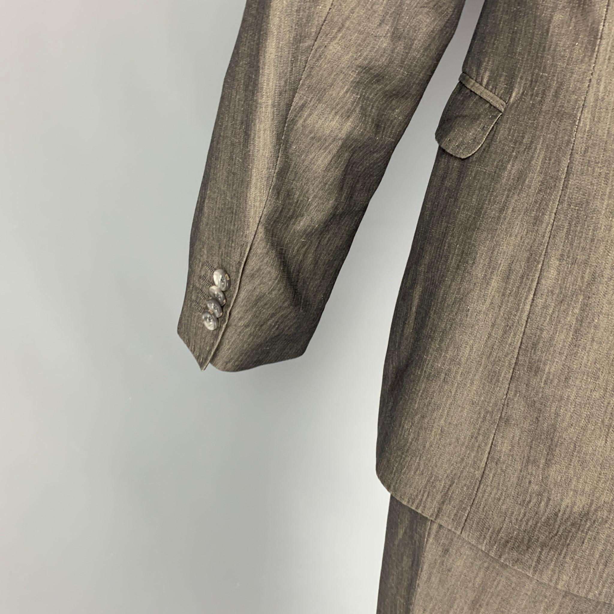 Men's D&G by DOLCE & GABBANA Size 40 Grey Cotton Linen Notch Lapel 3 Piece Suit