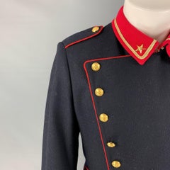 D&G by DOLCE & GABBANA Size 40 Navy Red Gold Military Coat