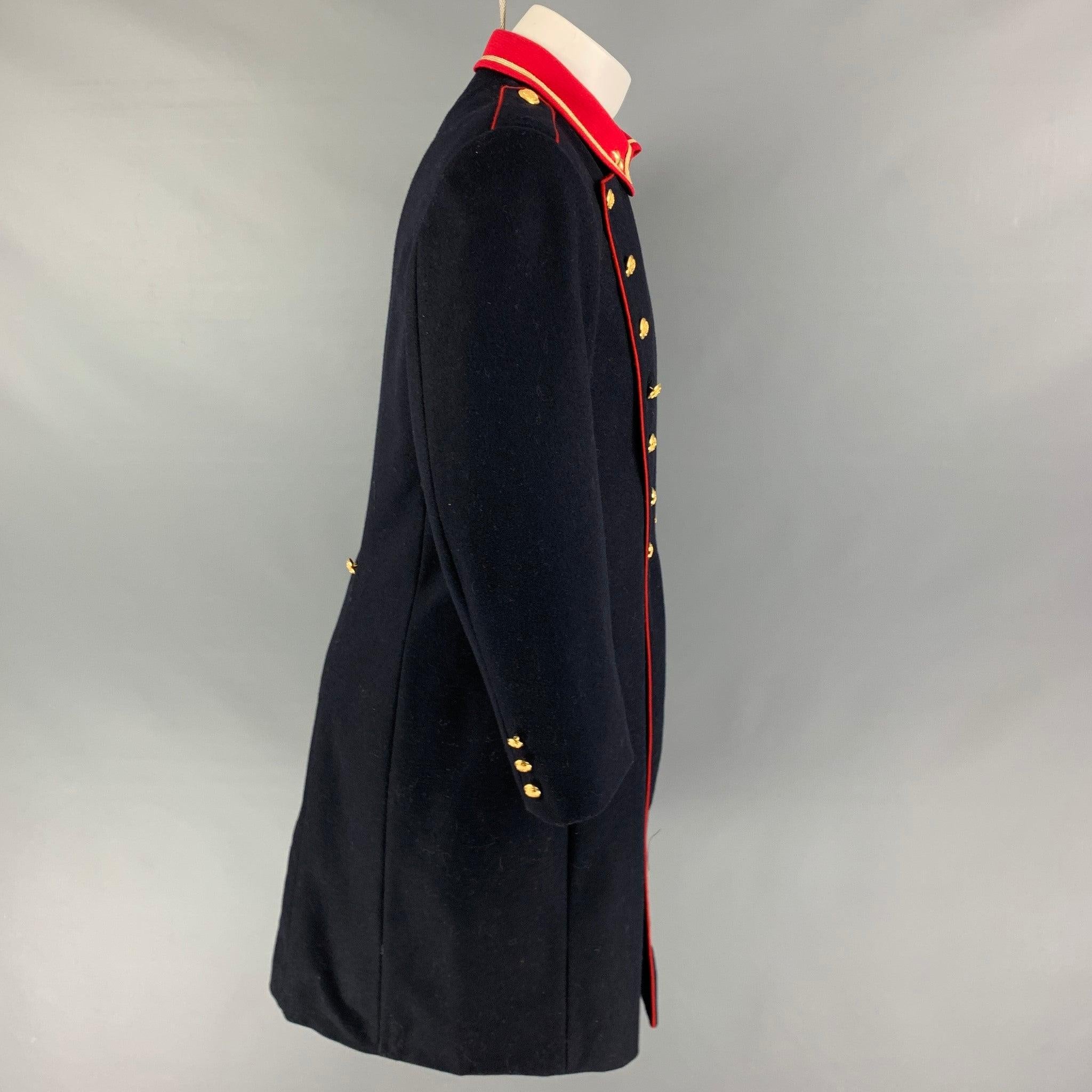 D&G by DOLCE & GABBANA Size 40 Navy Red Gold Military Coat In Good Condition In San Francisco, CA