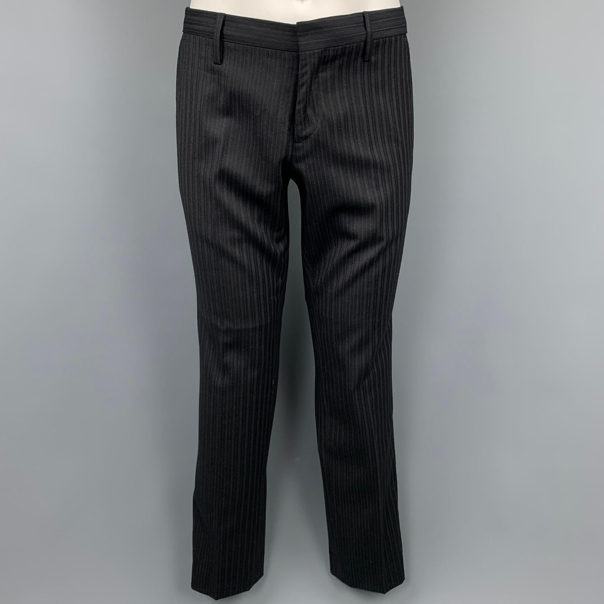 D&G by DOLCE & GABBANA Size 40 Regular Black Stripe Wool Blend Notch Lapel Suit In Good Condition In San Francisco, CA