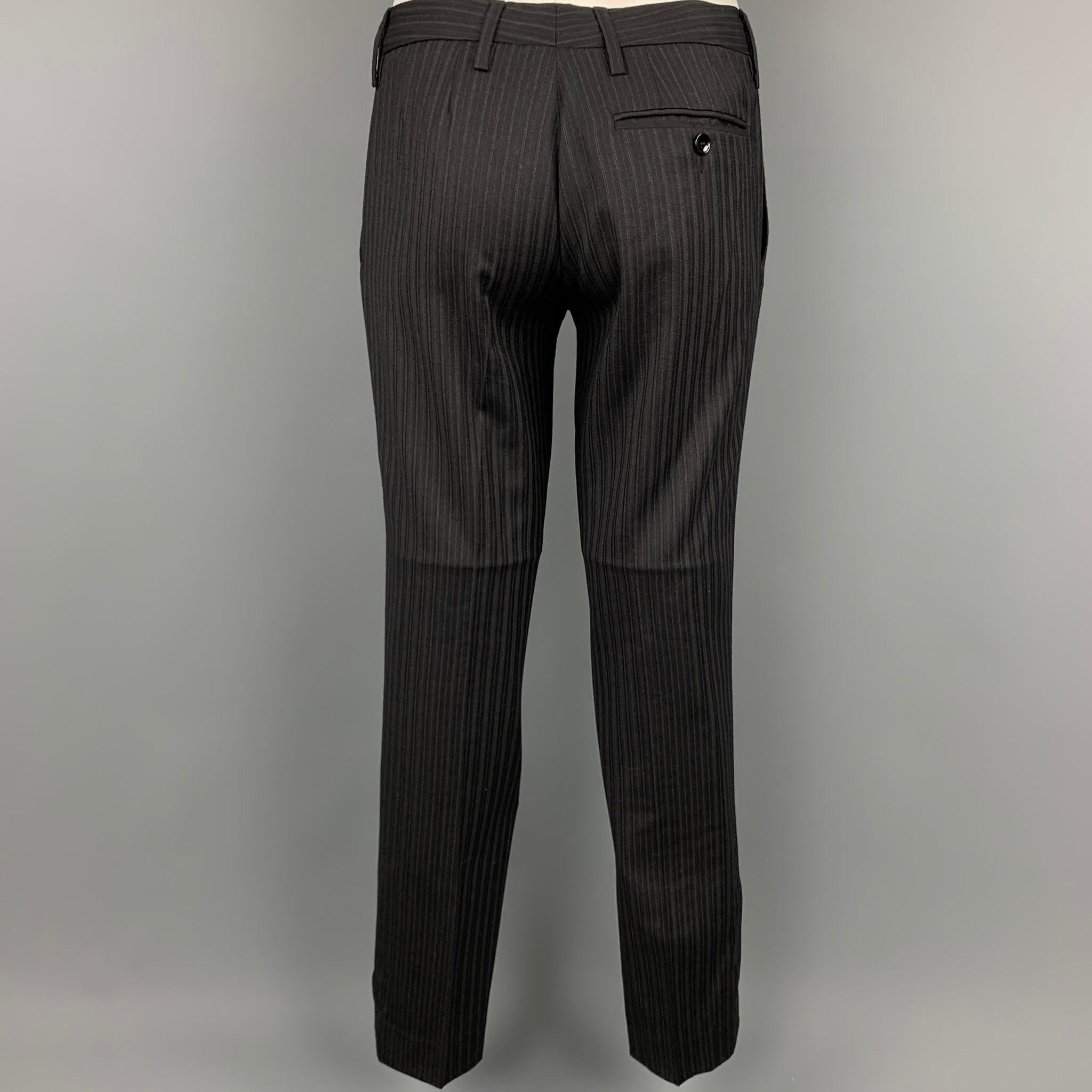 Men's D&G by DOLCE & GABBANA Size 40 Regular Black Stripe Wool Blend Notch Lapel Suit